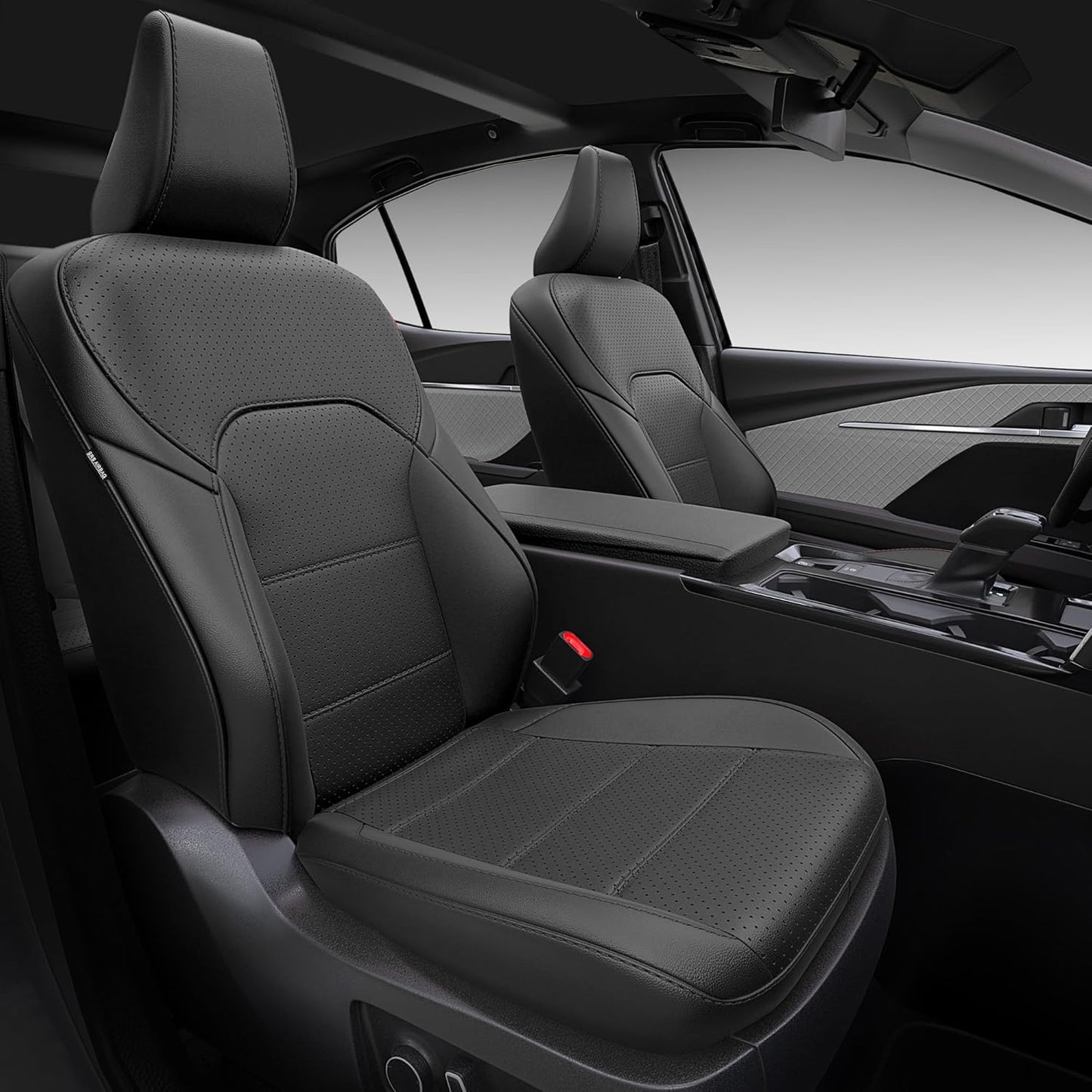 Leather Seat Covers for Toyota Camry 2025 LE SE Hybrid - Custom Fit Car Seat Cover Full Set, Luxury Waterproof Interior Accessories, Breathable Automotive Cushion Protectors, Black