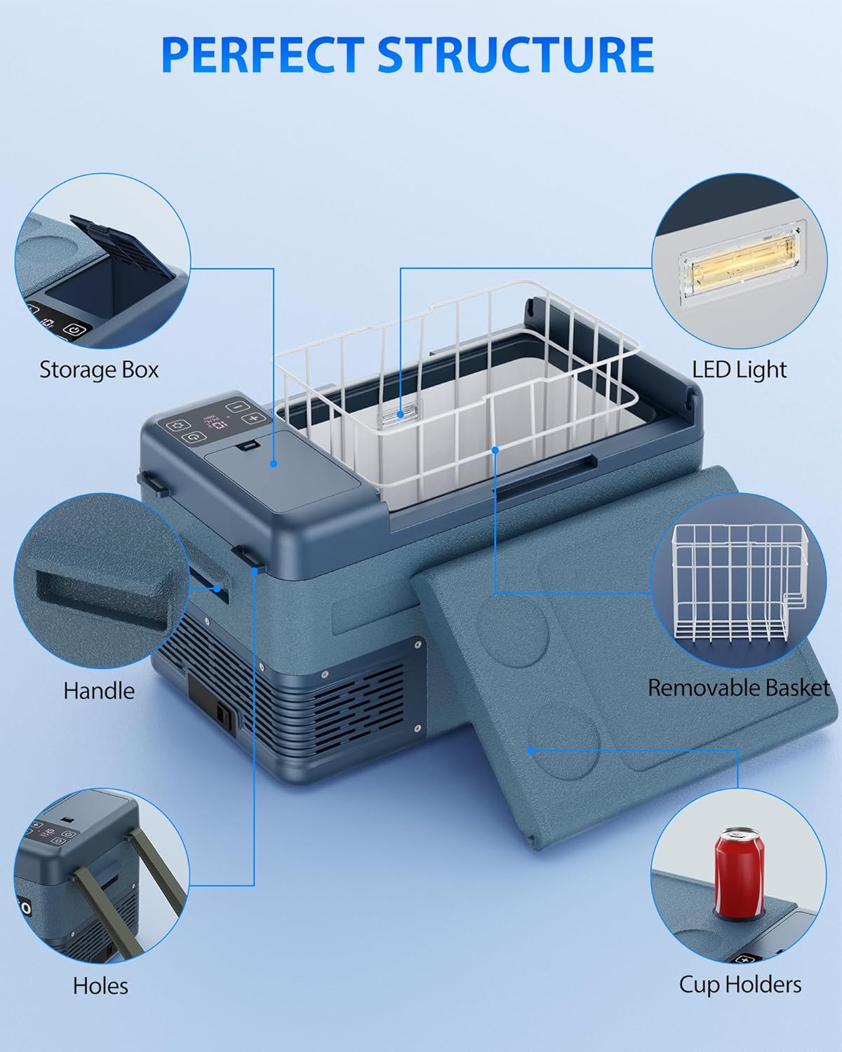Aeitto 12 Volt Car Refrigerator 25Quart Car Fridge Freezer Electric Cooler Portable Cooler 12V Fridge RV Refrigerator -4℉-68℉ Temp Control 12/24V DC & 100-240V AC for Travel, Camping, RV, Road