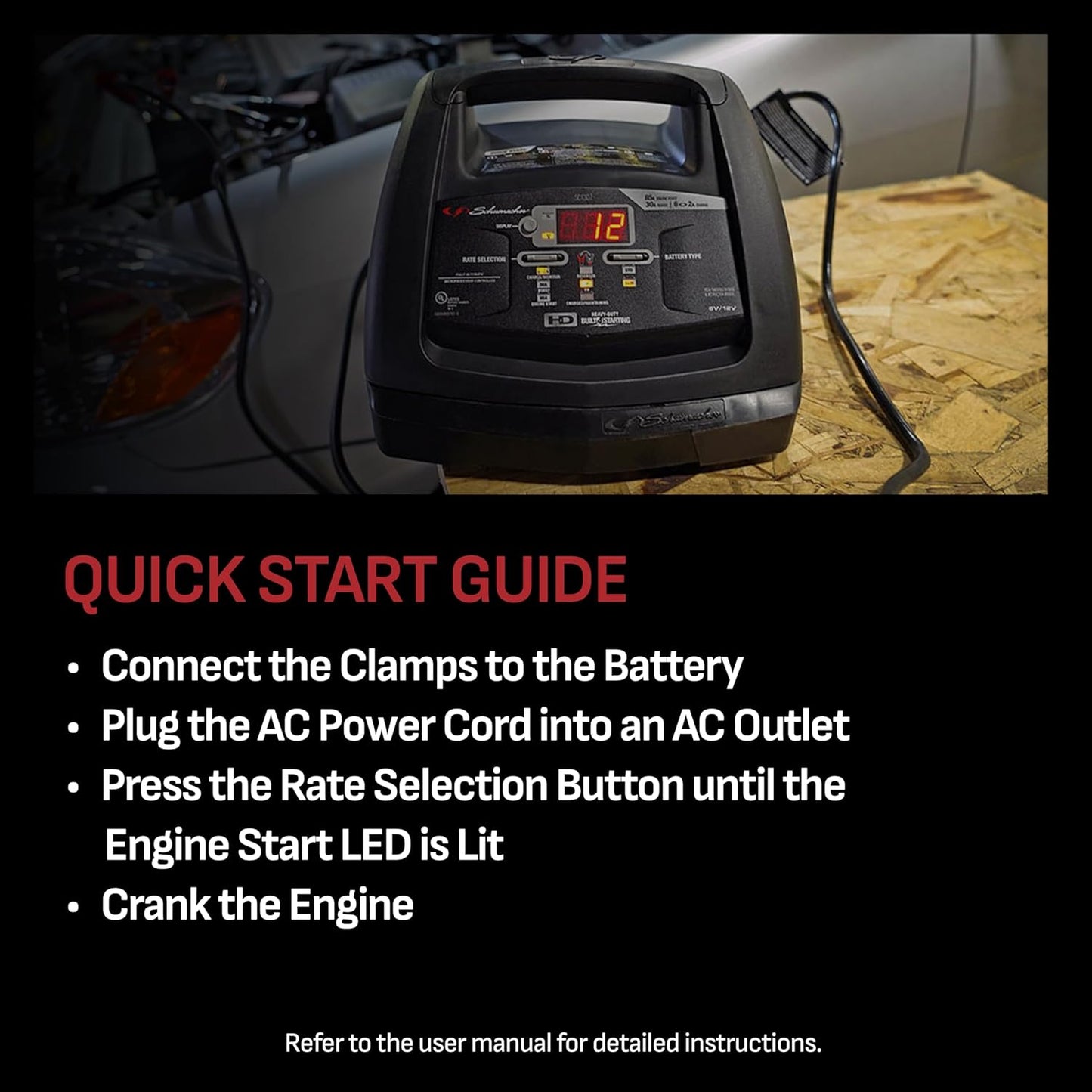 Schumacher Electric 6A Battery Charger and 85A Engine Starter, 6-in-1 Solution for 6V/12V Batteries, Maintainer, 30 Amp Boost, SC1307, for Power Sport, Car, Truck, and Marine Batteries