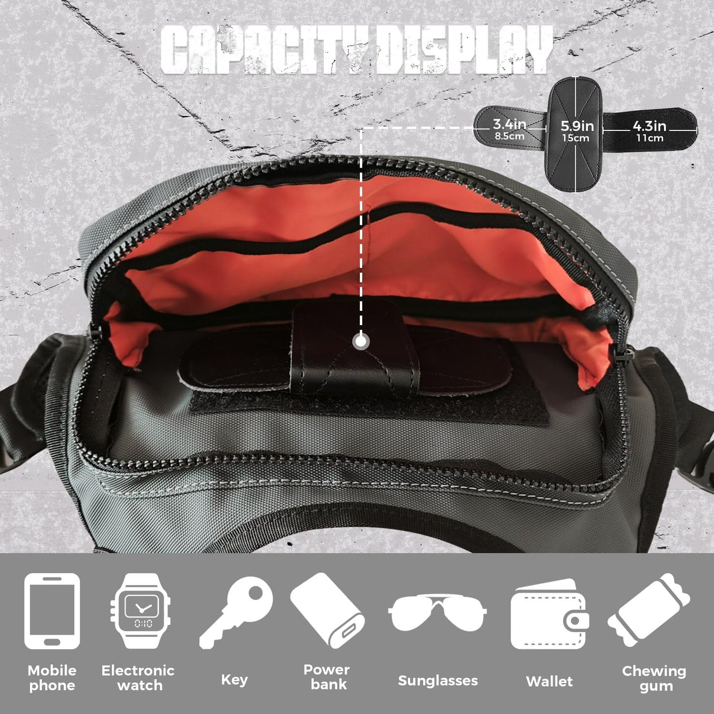 Outdoor Chest Bag For Men, EDC Chest Pack With Built-In Phone Holder, Lightweight Chest Rig Pouch