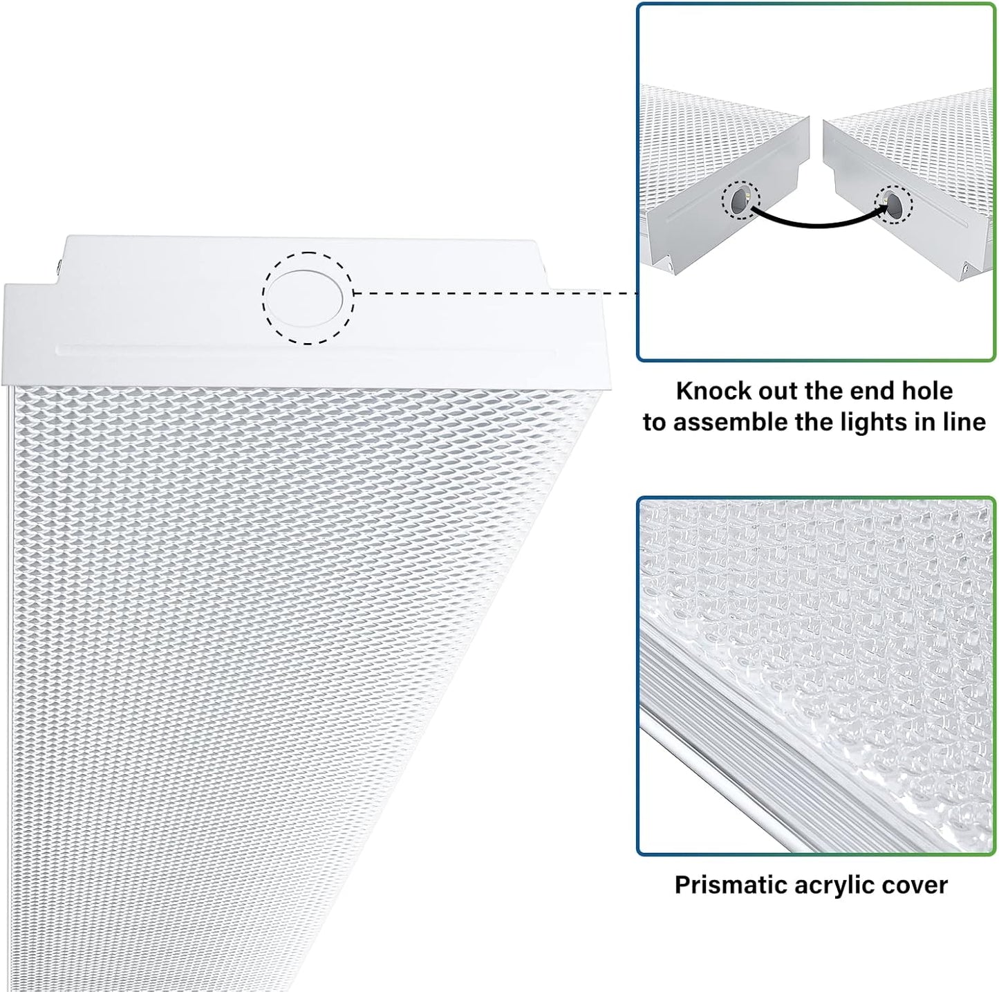 ANTLUX 4FT LED Wraparound 40W Shop Lights for Garage, 4400lm, 5000K, 4 Foot Crystal LED Wrap Light, 48 Inch Integrated Linear Strip Flush Mount Office Workshop Ceiling Lighting Fixture, 4 Pack