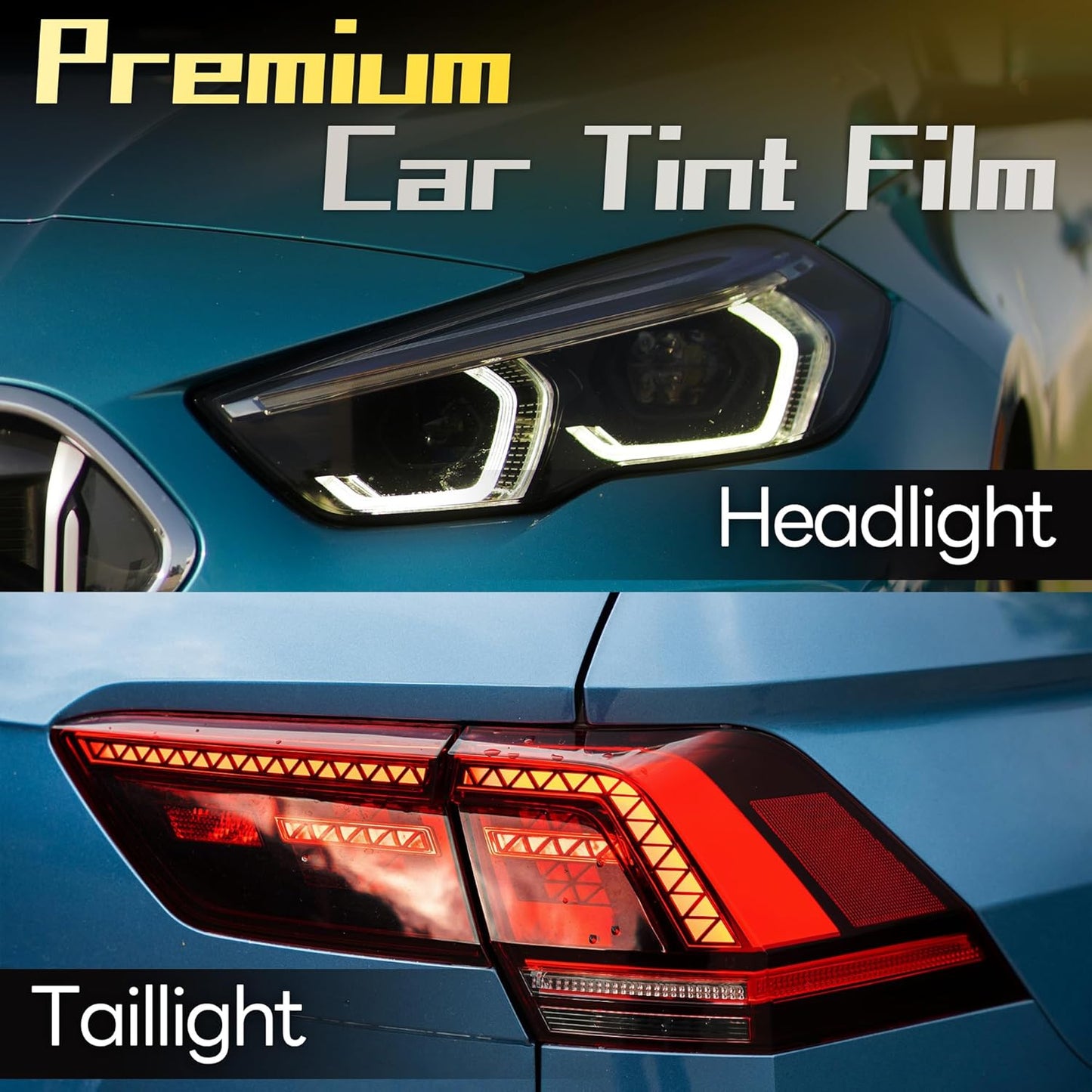 Lypumso 16 x 60 Inches Deep Black Headlight Taillight Car Tint Vinyl Film, Self Adhesive Fog Lights Sticker Sheet Roll for Car Lights Cover Protection