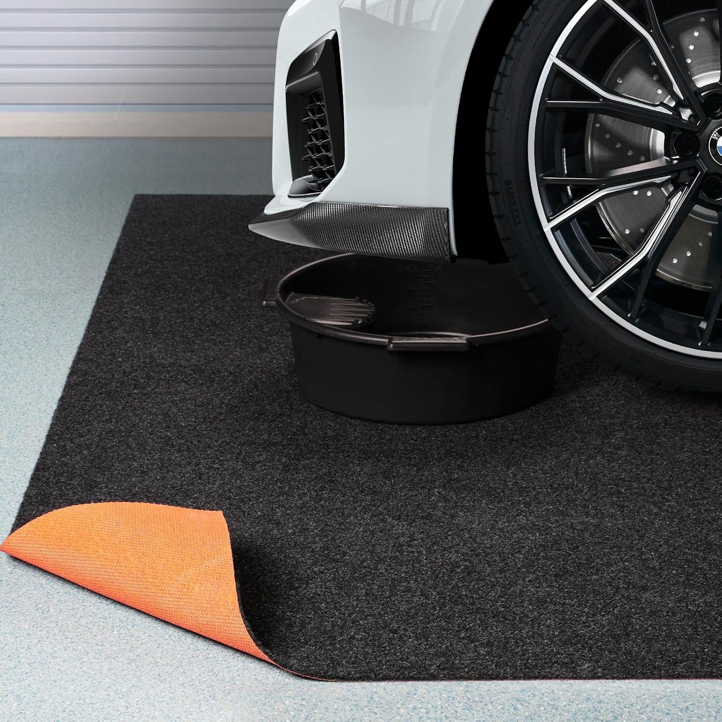 Heavy Duty Oil Spill Mat, Garage Floor Mat for Under Car, 64" X 32", Waterproof, 1/4" Rubber Backing Protects Floor, Reusable, Absorbs All Types of Spills, Oil Absorbent Pads (Black, 64" x 32")