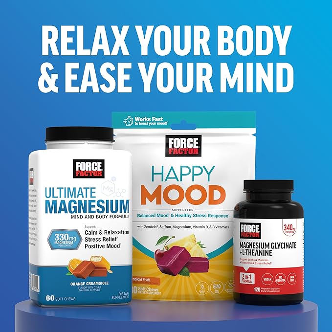 FORCE FACTOR Amazing Ashwa Complete Calm Support with KSM-66 Ashwagandha, Like Ashwangandha Gummies to Promote Calm & Relaxation with Magnesium & L-Theanine, Blueberry Pomegranate, 60 Soft Chews