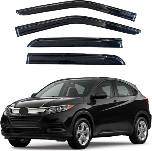 KPY Window Visor Compatible with Honda HR-V 2016-2022 (HRV), 4PC Rain Guard Side Window Vent Deflectors Tape-On Mugen Style, 2016 2017 2018 2019 2020 2021 2022