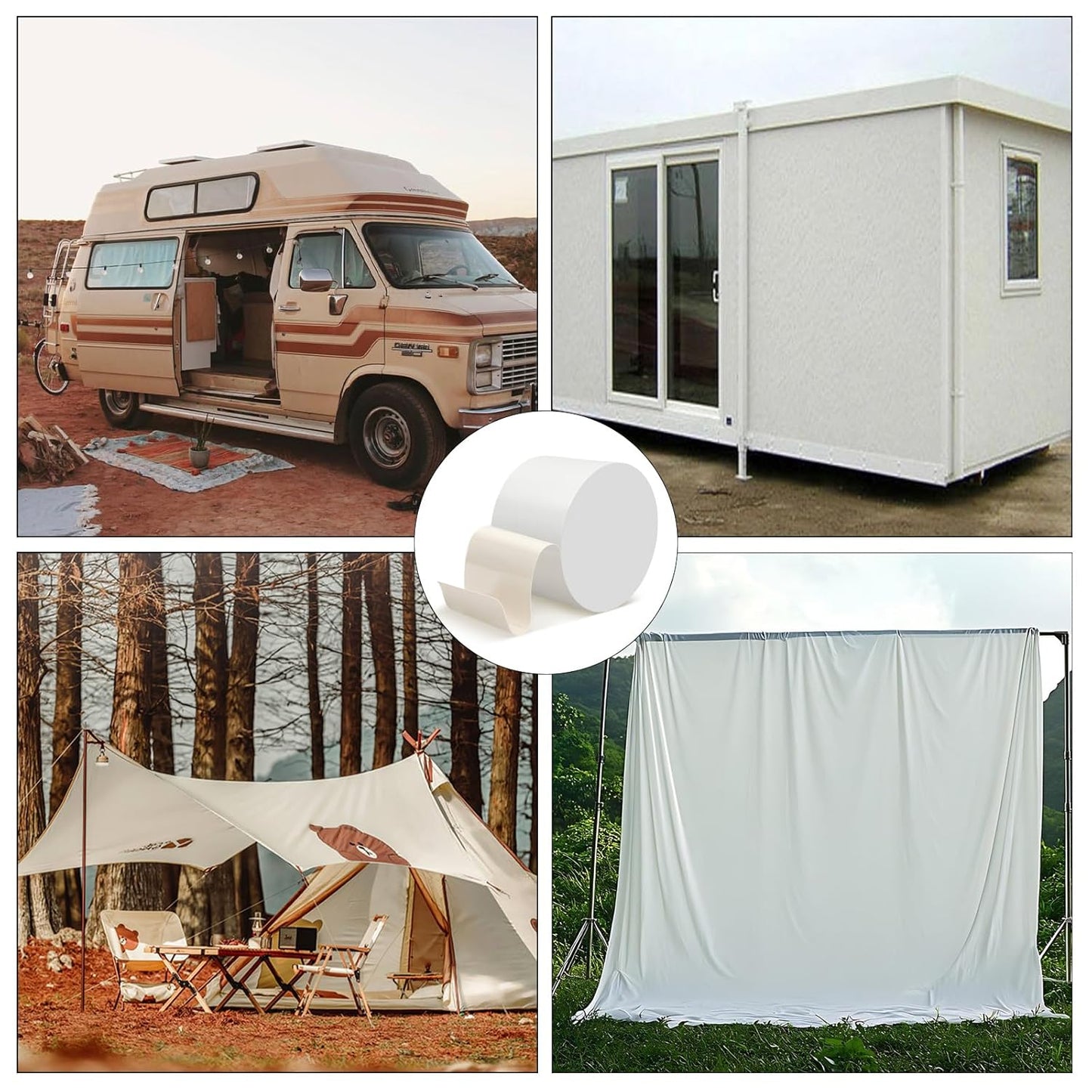 ROSEUP RV Roof Repair White Tape, 4 Inch X 50 Feet, RV Repair Seal Tape for Camper Roof Repair, Trailer Roof Sealant, Stop Camper Roof Leaks, UV-Resistant, Weatherproof, White