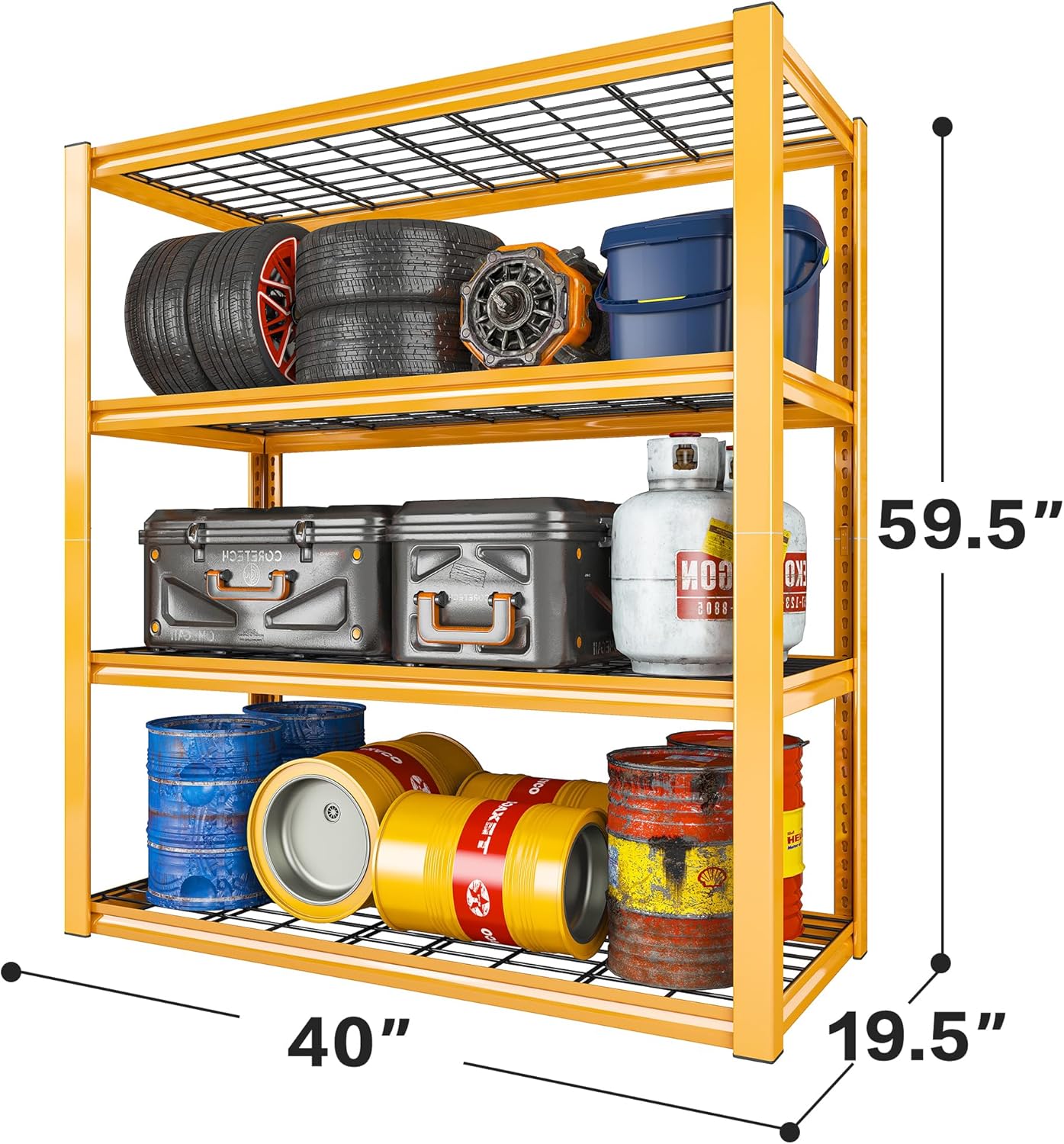 REIBII 40" W Garage Shelving 2240 LBS Storage Shelves Adjustable Heavy Duty Shelving 4 Tier Metal Shelves for Storage 59.5"H Metal Shelf for Pantry Basement Warehouse 40"W × 19.5"D × 59.5"H, 2 Pack