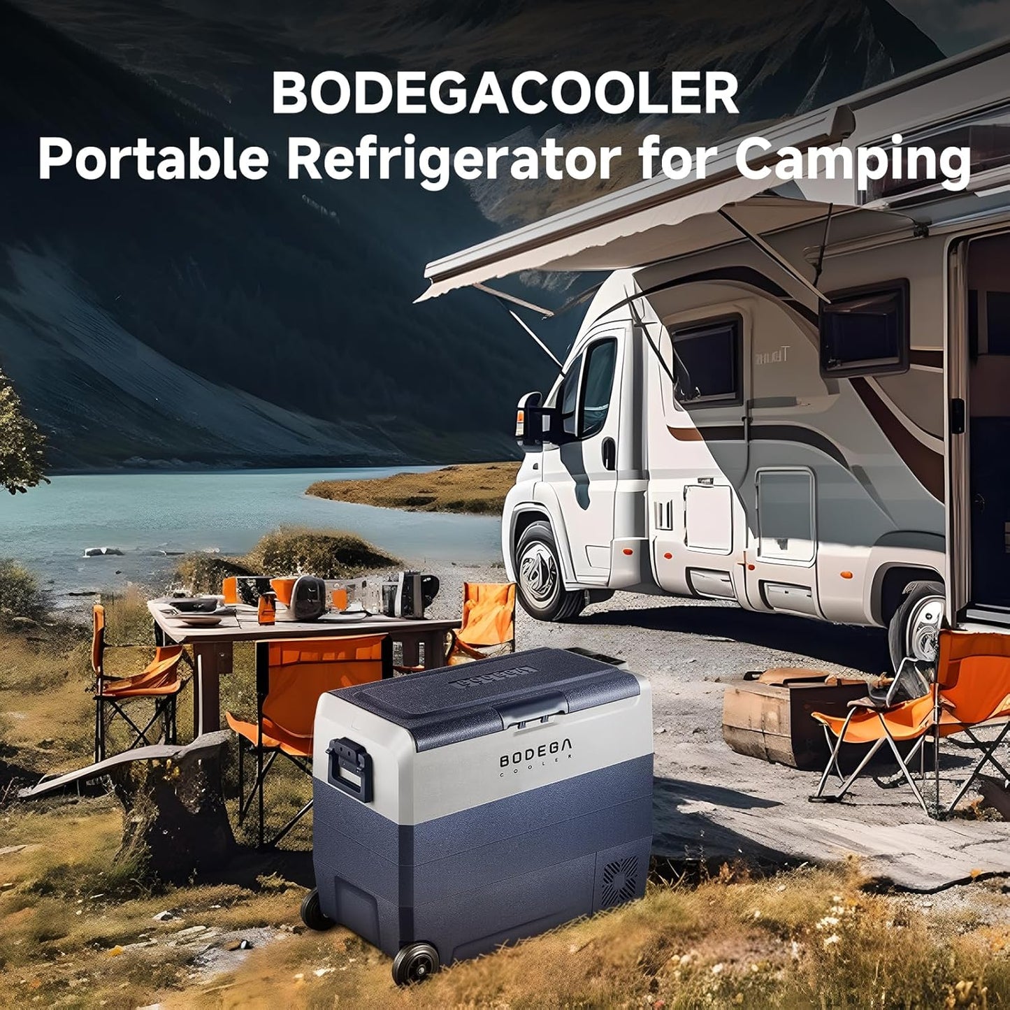 BODEGACOOLER 12 Volt Car Refrigerator, 64Quart (60L) Car Fridge Single Zone, 12V Portable Freezer APP Control, RV Car Cooler -4℉-68℉ 12/24V DC 100-240V AC for Outdoor Camping Travel Vehicles Home Use