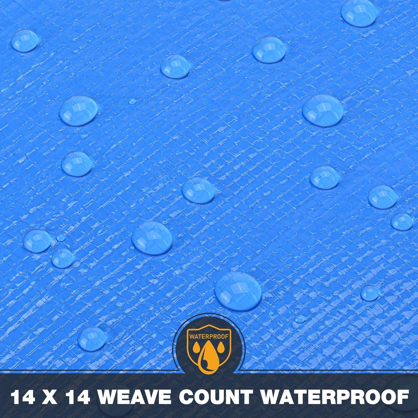Tarp 16x20 Feet 14 Mil Heavy Duty Waterproof Tarp, Large Multipurpose Cover with Brass Grommets and Reinforced Edges, UV Resistant Thick Poly Tarps for Outdoor Camping Tent Pool Car, Blue