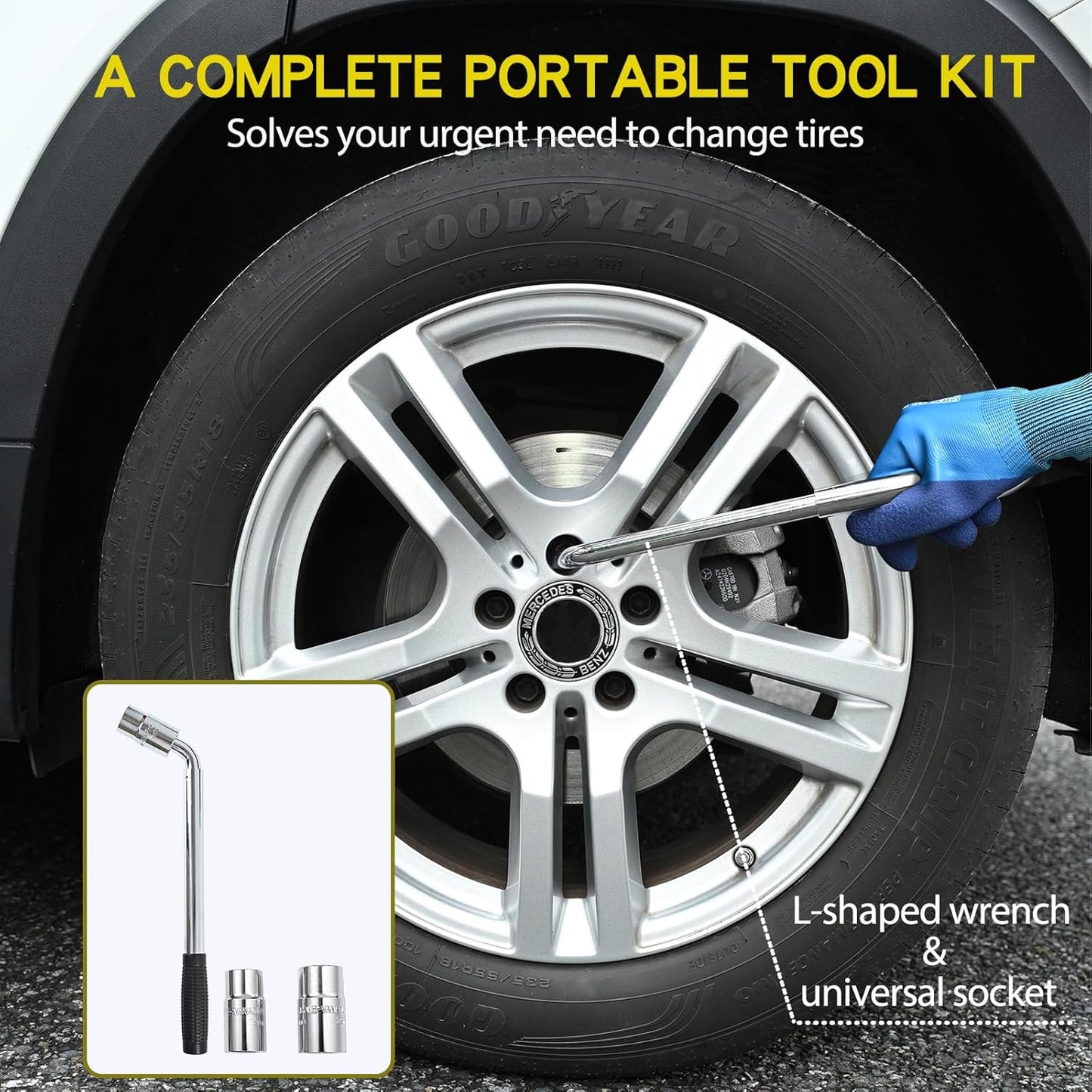 Scissor Jack Car Jack Kit 3 Tons (6,613 lbs) Universal Tire Jack Changing Kit - Extra Wide Base - Portable Car Emergency Kit with Lug Wrench for Sedan Truck SUV MPV (3T)