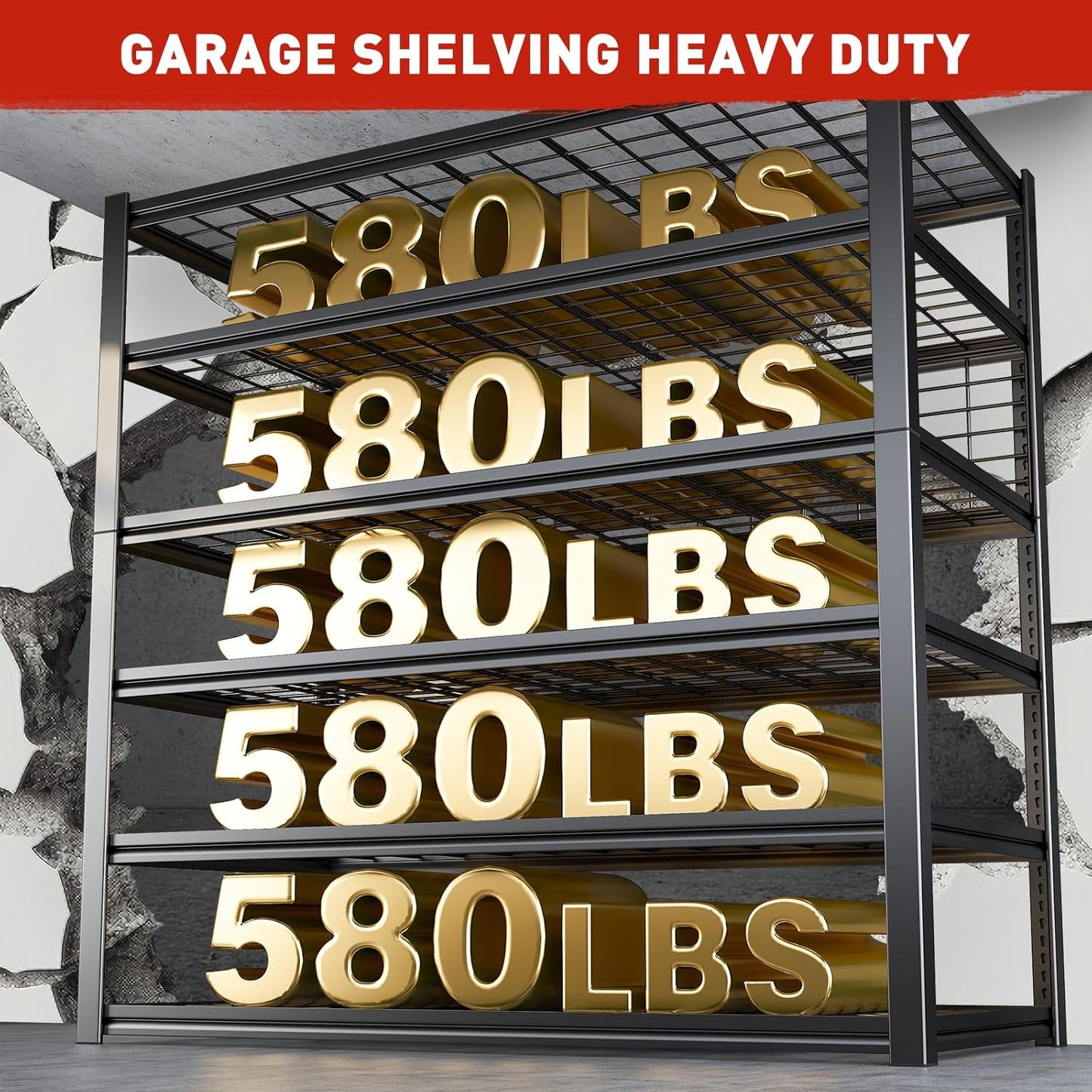 REIBII 84" H Garage Shelving, 6-Tier Storage Shelves Heavy Duty Loads 3500LBS, 48" W Adjustable Garage Shelves, Metal Shelving for Basement, Warehouse, 84" H x 48" W x 20" D, 2PC
