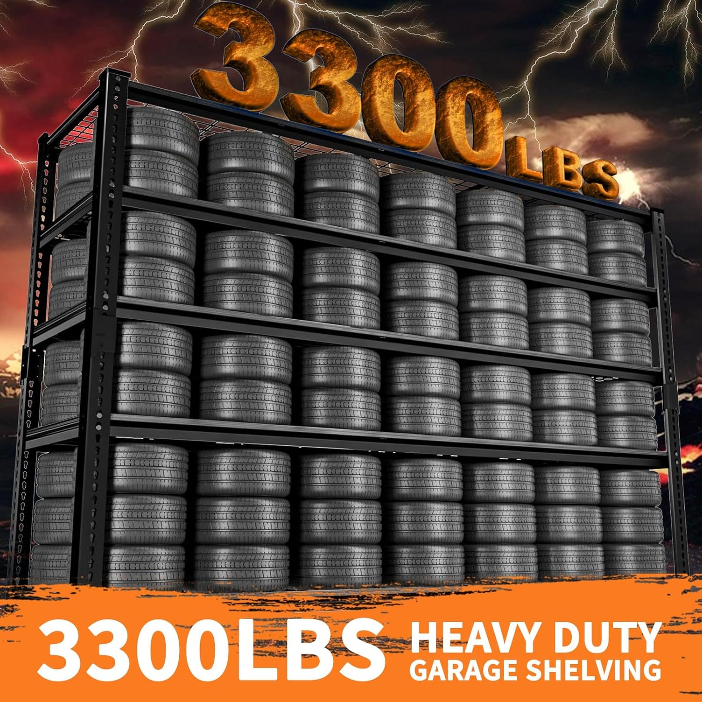 ROOMTEC Garage Shelving, 4 PCS 3300 LBS Capacity Sorage Shelves Heavy Duty, 5 Tier Adjustable Metal Organizer Wire Rack, 60" L x 24" W x 78" H Utility Shelf Unit for Kitchen Pantry