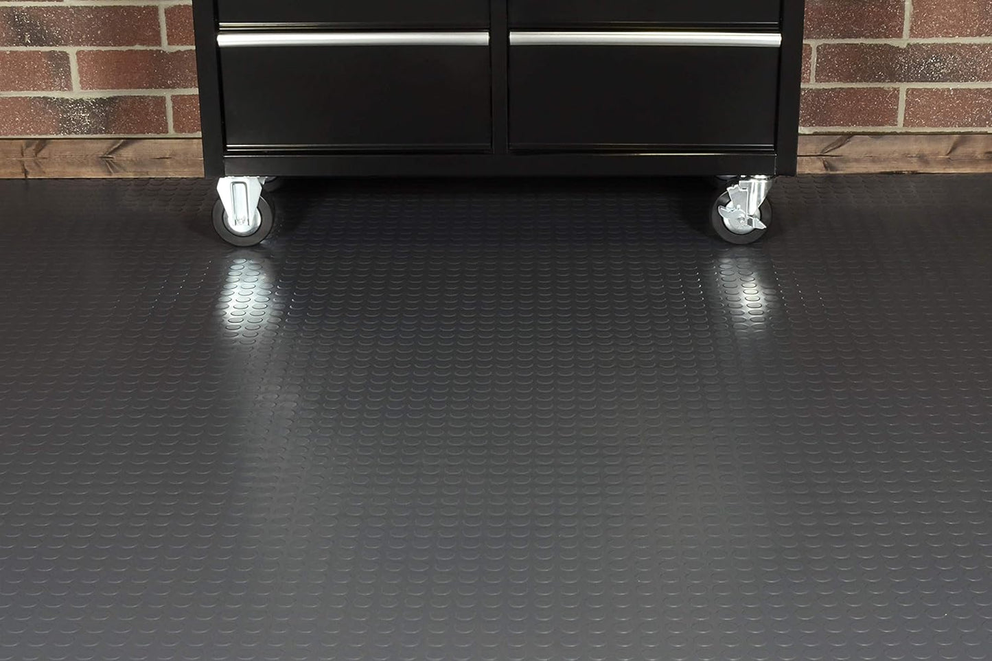 G-Floor Seamless Sheet Vinyl Shed Flooring Cover with Bonded Fibrous Backing - Coin Pattern (8' x 10', Slate Grey)
