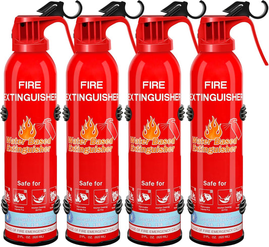 Fire Extinguisher for Home with Mount, 4 Pack Upgraded 8-in-1 Portable Fire Extinguishers For Vehicle Car Boat Marine Kitchen Emergency Supplies, Water-Based Extinguisher For A, B, C, K Fire Types