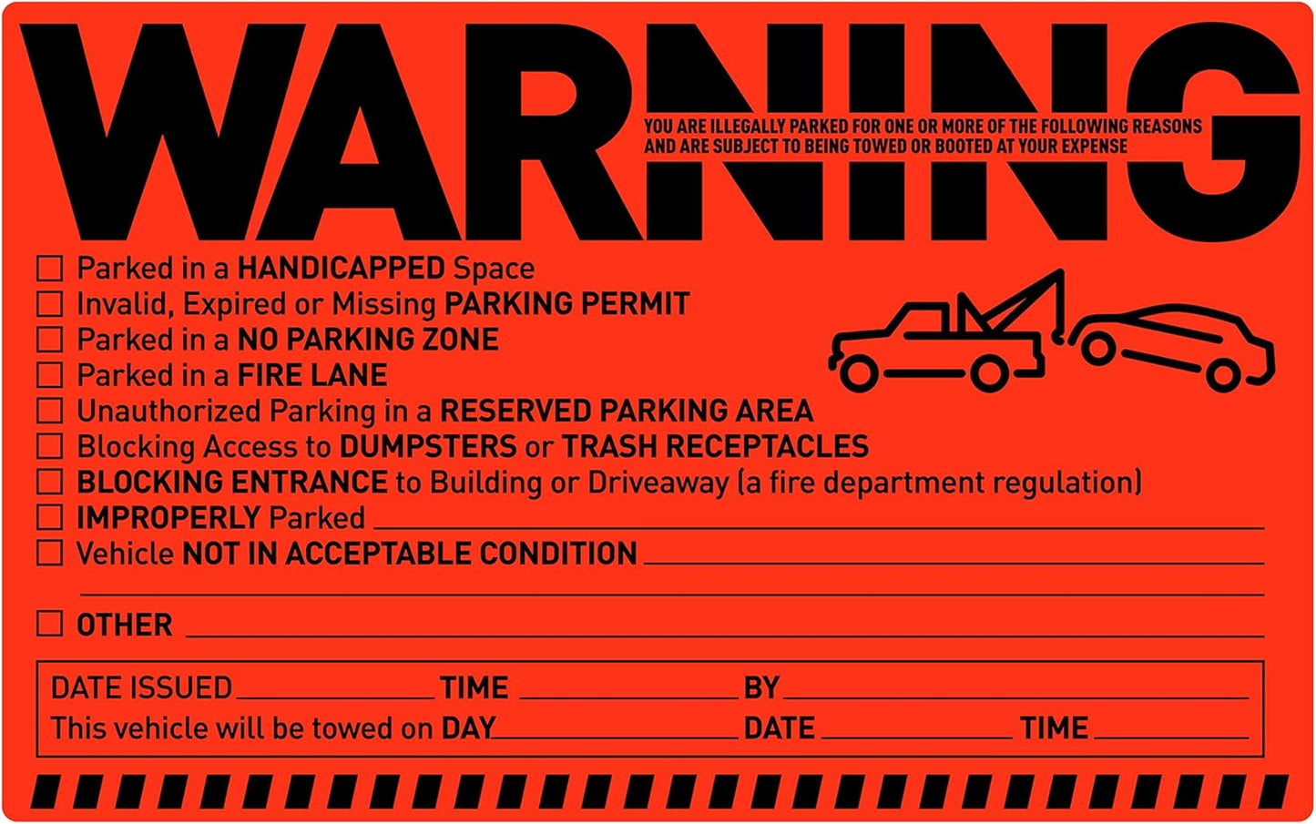 Easykart 500 Parking Violation Notice Stickers - Tow Warning Labels for Car Vehicle Private Parking - Adhesive Window Fluorescent Labels (10 Pack)