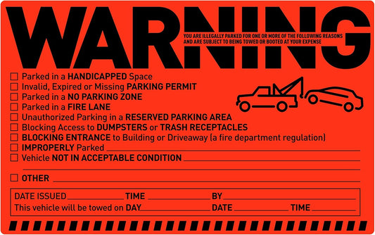 Easykart 500 Parking Violation Notice Stickers - Tow Warning Labels for Car Vehicle Private Parking - Adhesive Window Fluorescent Labels (10 Pack)