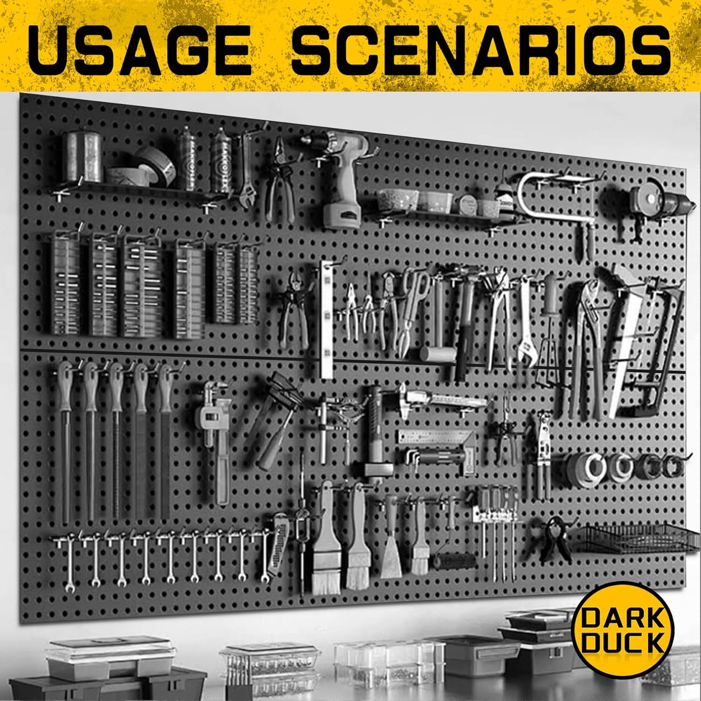 100PCS Pegboard Accessories Organizer Kit,Paper Towel Holder,Closet Organizers and Storage - Easy Storage and Organization for Garage, Workbench,Shelves,Tools.(12x24 Inch Panels with Hooks)
