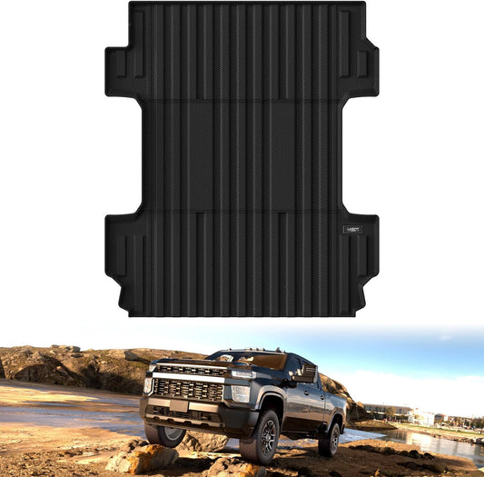 LASFIT Truck Bed Mat 2020-2025 for Chevrolet Silverado/GMC Sierra 2500HD 3500HD (Only Fit 6.8FT, Not Fit 5.8FT/6.6FT) All Weather TPE Custom Fit Car Bed Mat, Black (Not for 5th Wheel Package)