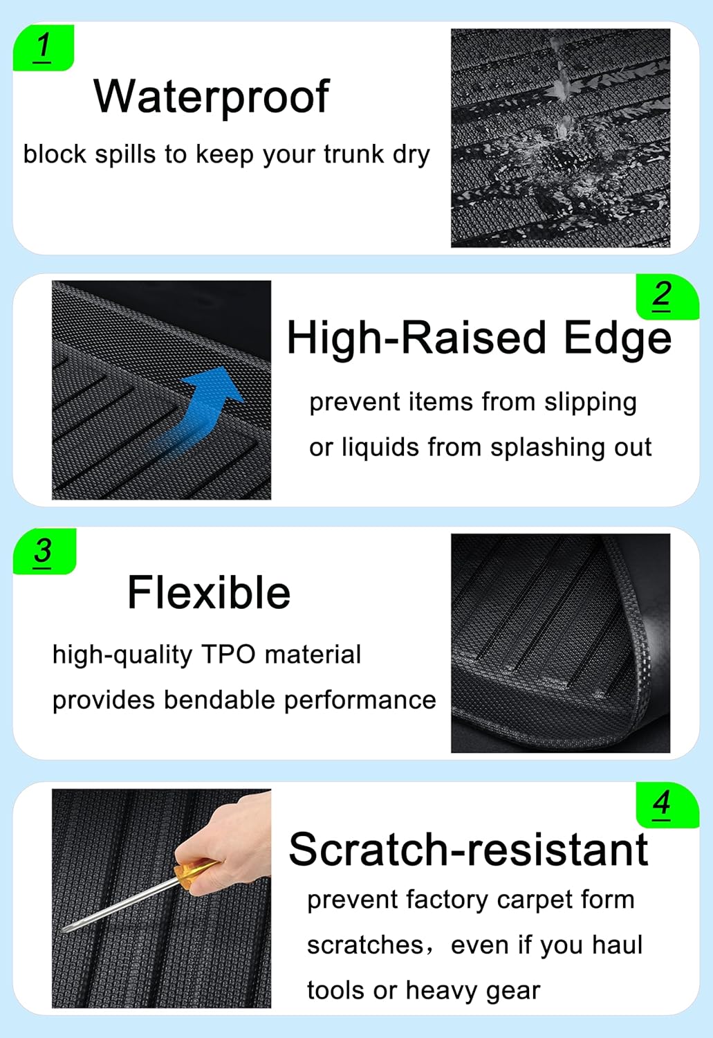 RAV4 Cargo Liner - Compatible with RAV4 2019 2020 2021 2022 2023 2024 2025 Models,All-Weather Rear Trunk Tray Cargo Mats Custom Fit for Toyota RAV-4,3D Tech Waterproof Durable Flexible Accessories