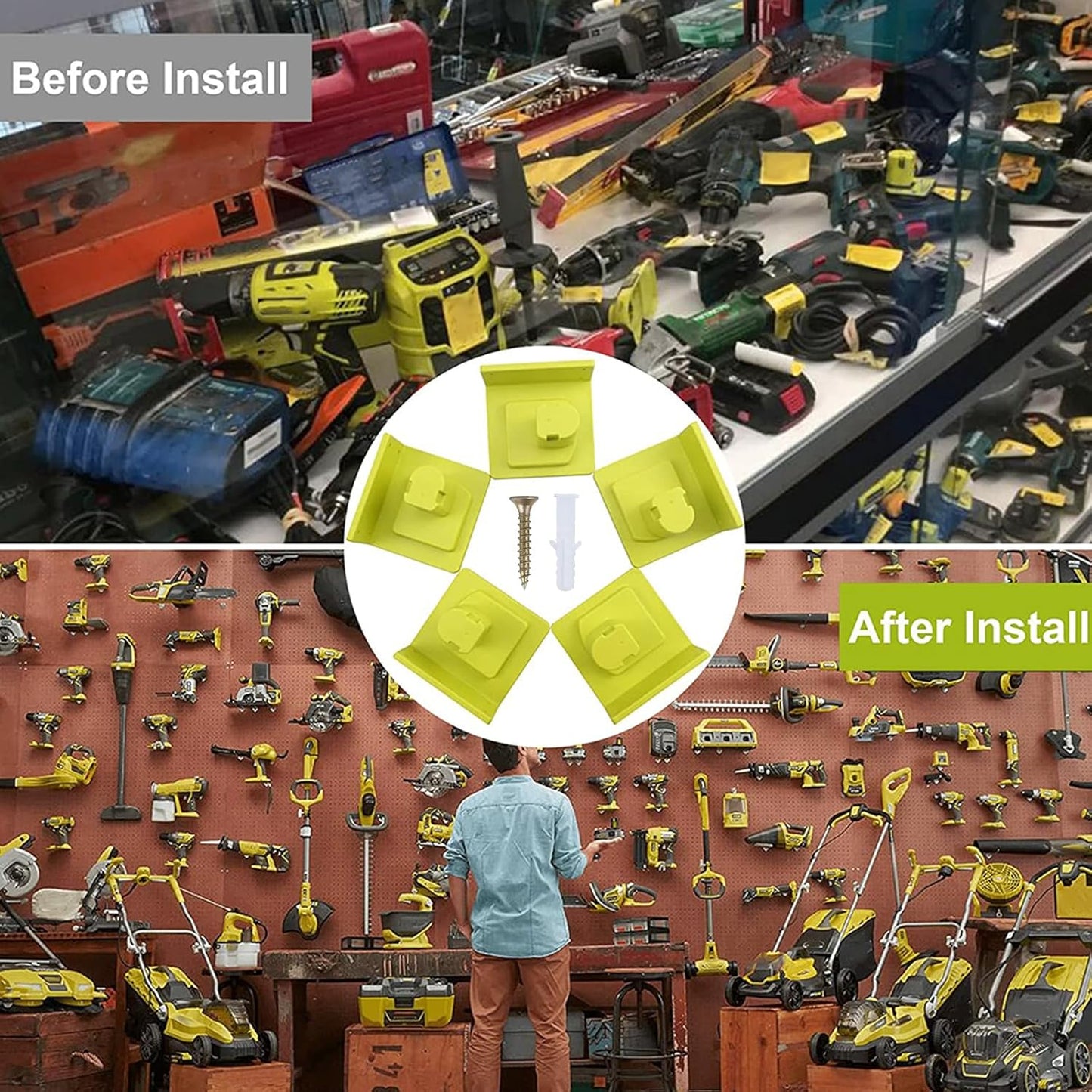 5Pcs Tool Mount Holder Plastic Electric Tool Battery Dock Compatible with 18V Battery Heavy Duty for Workshop Garage