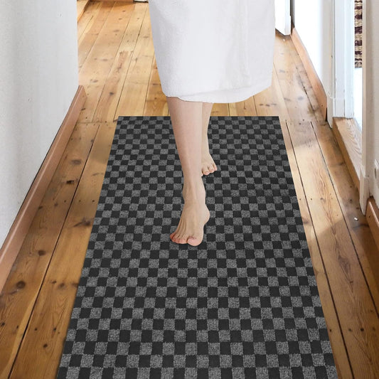 Custom Size Backed Non-Slip Area Rugs Runner, Easy Clean, Waterproof Runner Rugs for Hallway Entryway, Kitchen, Laundry, 2FT x 2FT, Gray Checkered