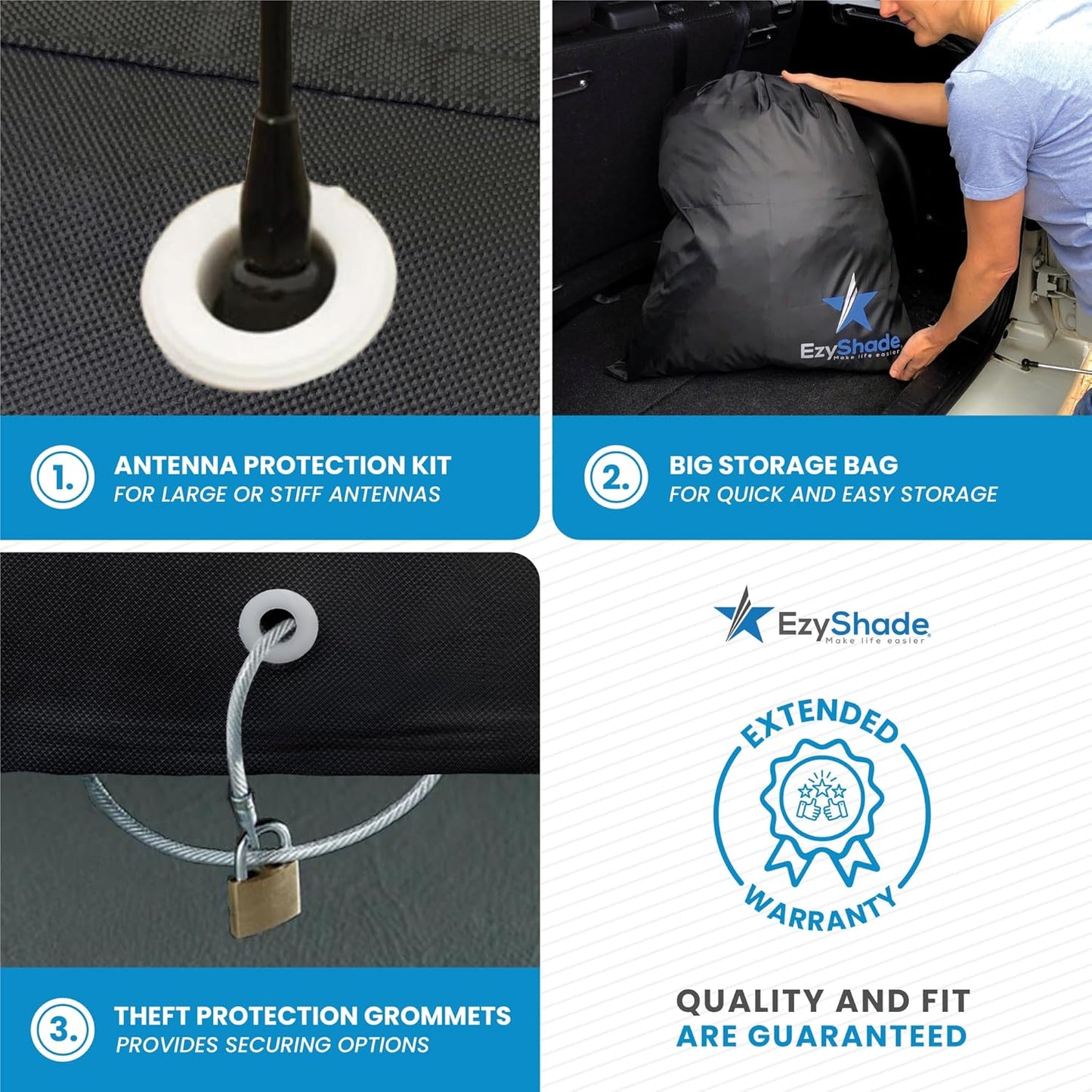 EzyShade 10-Layer Car Cover Waterproof All Weather. See Vehicle Size-Chart for Accurate Fit. Outdoor Full Exterior Covers for Automobiles Sedan Hatch. Rain Sun Snow. Black, Size A0 (See SizeChart)