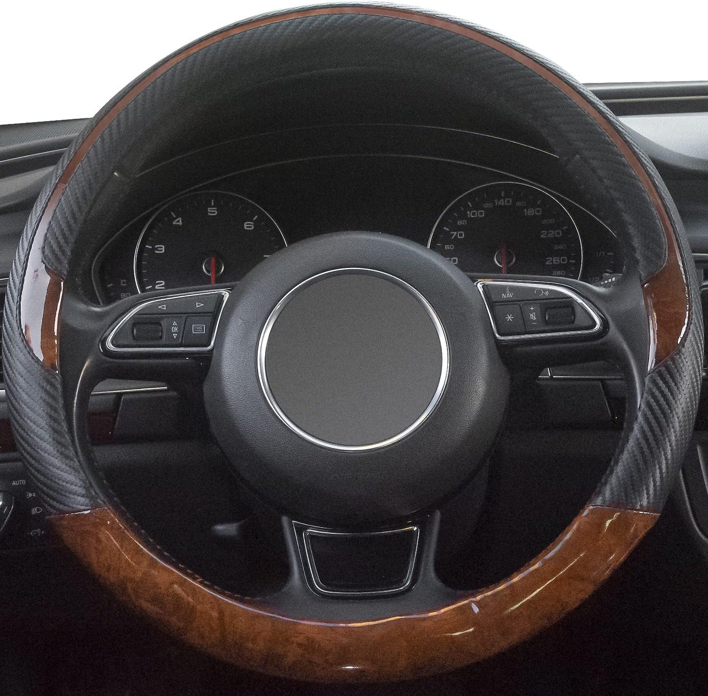 Xizopucy Wood Grain Steering Wheel Cover Black Universal Microfiber Leather, Suitable for 14 1/2-15 inch Comfortable Anti-Slip, Good Breathable and Odorless Car Steering Wheel Cover