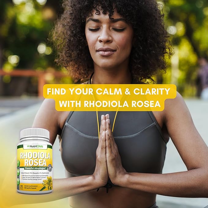 Rhodiola Rosea - 500mg - 180 Vegan Capsules - 3% Rosavin 1% Salidroside Extract - Non-GMO - with Black Pepper for Enhanced Absorption - 6 Month Supply - Supplement for Energy & Stamina