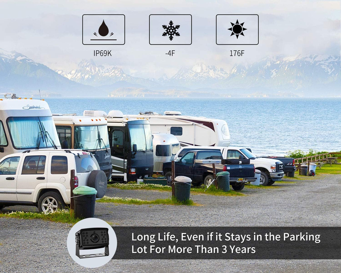 FOOKOO Ⅱ HD Backup Camera System Kit,7''1080P Reversing Monitor+IP69 Waterproof Rear View Camera,Sharp CCD Chip, 100% Not Wash Up,Truck/Semi-Trailer/Box Truck/RV (FHD1-Wired)