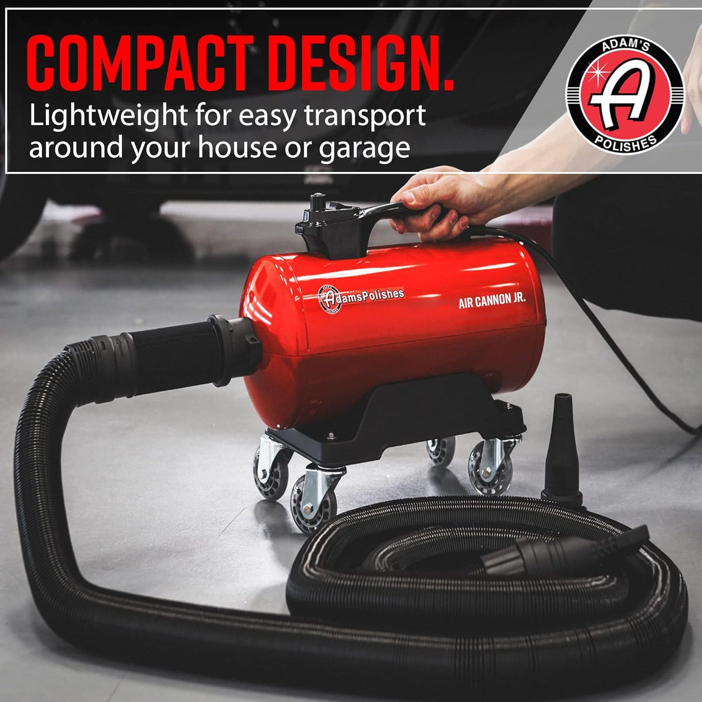 Adam's Polishes Air Cannon Jr. + Wall Mount Combo - High Powered Filtered Blower | Dry Before Car Cleaning, Detailing, Wax, or Ceramic Coating | Auto Tool Kit Gift for Boat, RV, Motorcycle