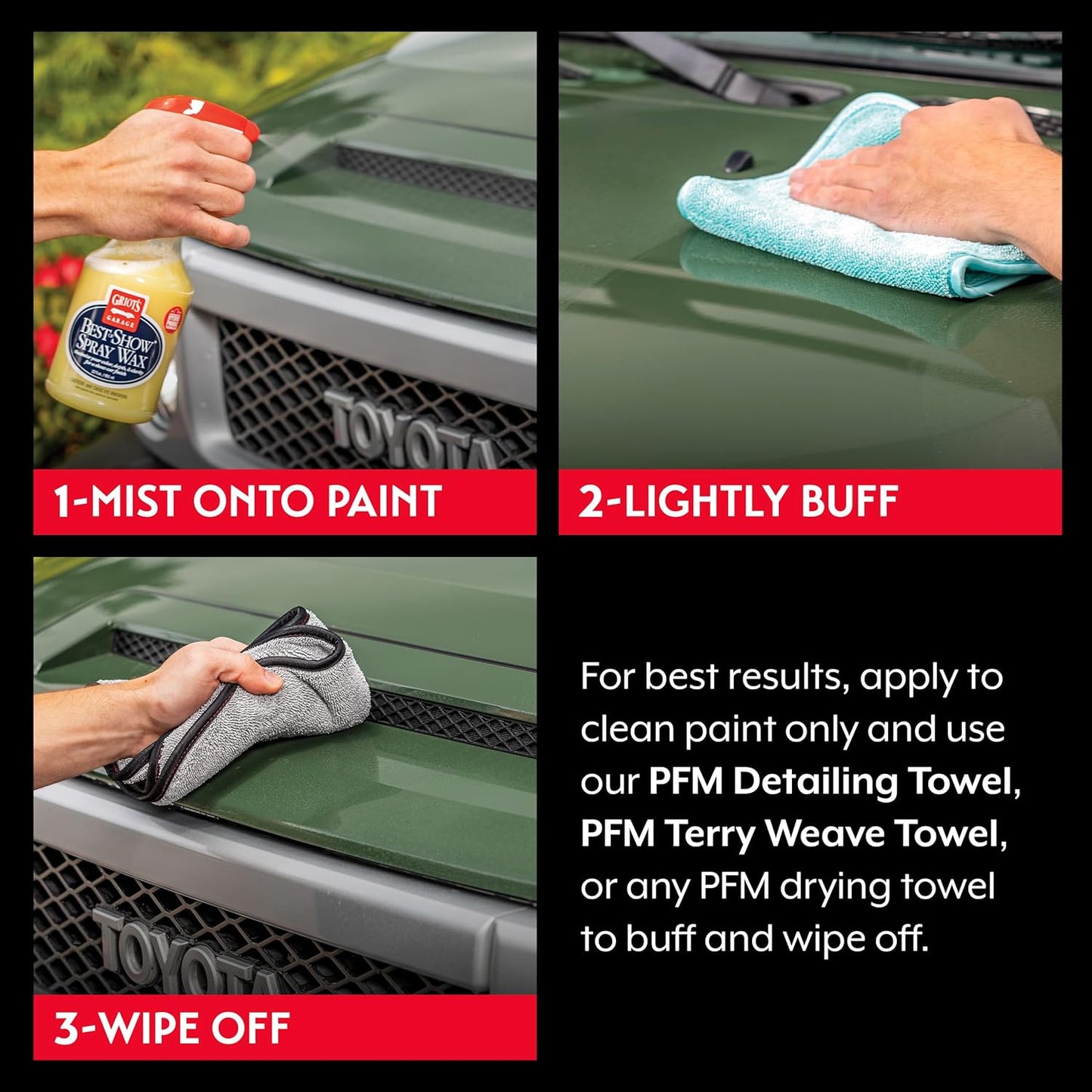 Griot's Garage Best of Show Spray Wax for Car Detailing, Works on Paint Protection Films and Ceramic Coatings, Provides Long-Lasting Coverage Between Uses, 10969, One Gallon