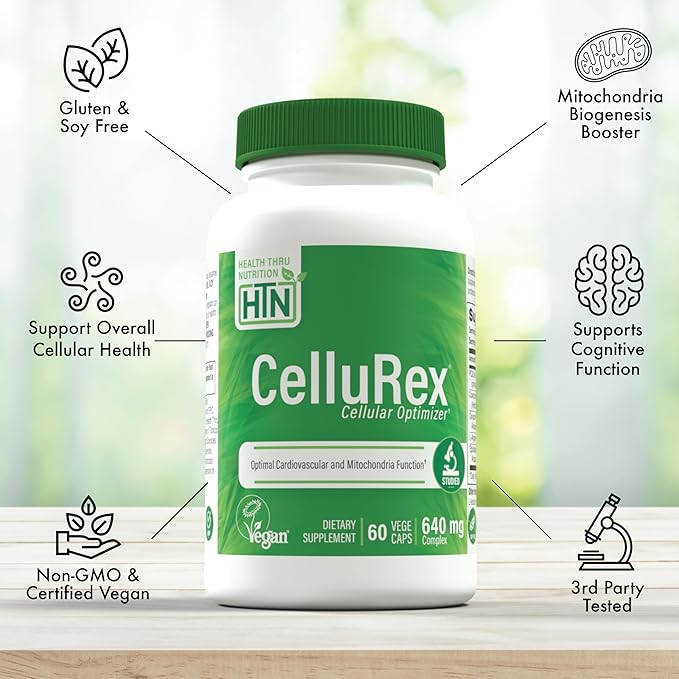 Health Thru Nutrition CoQ10 Plus PQQ and Red Spinach | Cellurex | Cellular Optimizer for Brain Circulation Energy and Mitochondria Function Support | Certified Vegan | Non-GMO (Pack of 60)