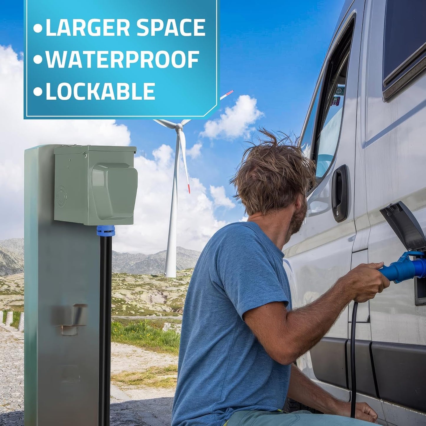 PAULINN 30 Amp RV Power Outlet Box, Nema TT-30R 125V RV Outdoor Panel Enclosed & Lockable for Outdoor Receptacle, Weatherproof, UL Listed, for RV Camper Travel Trailer Electric Car Generator