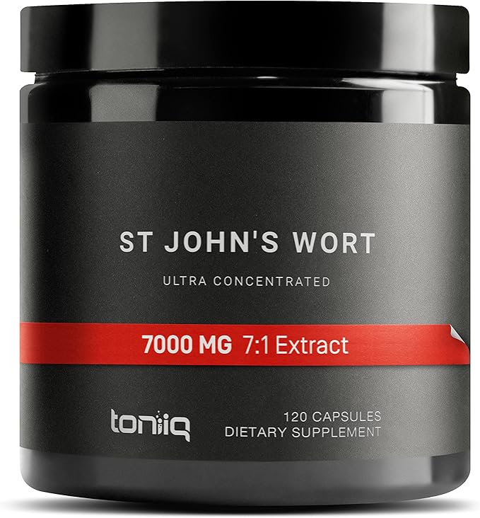 1,000mg Ultra High Strength St. John's Wort Capsules (Non-GMO) - 7X Concentrated Extract - 0.3% Hypericin - Highly Purified and Bioavailable - 120 Capsules