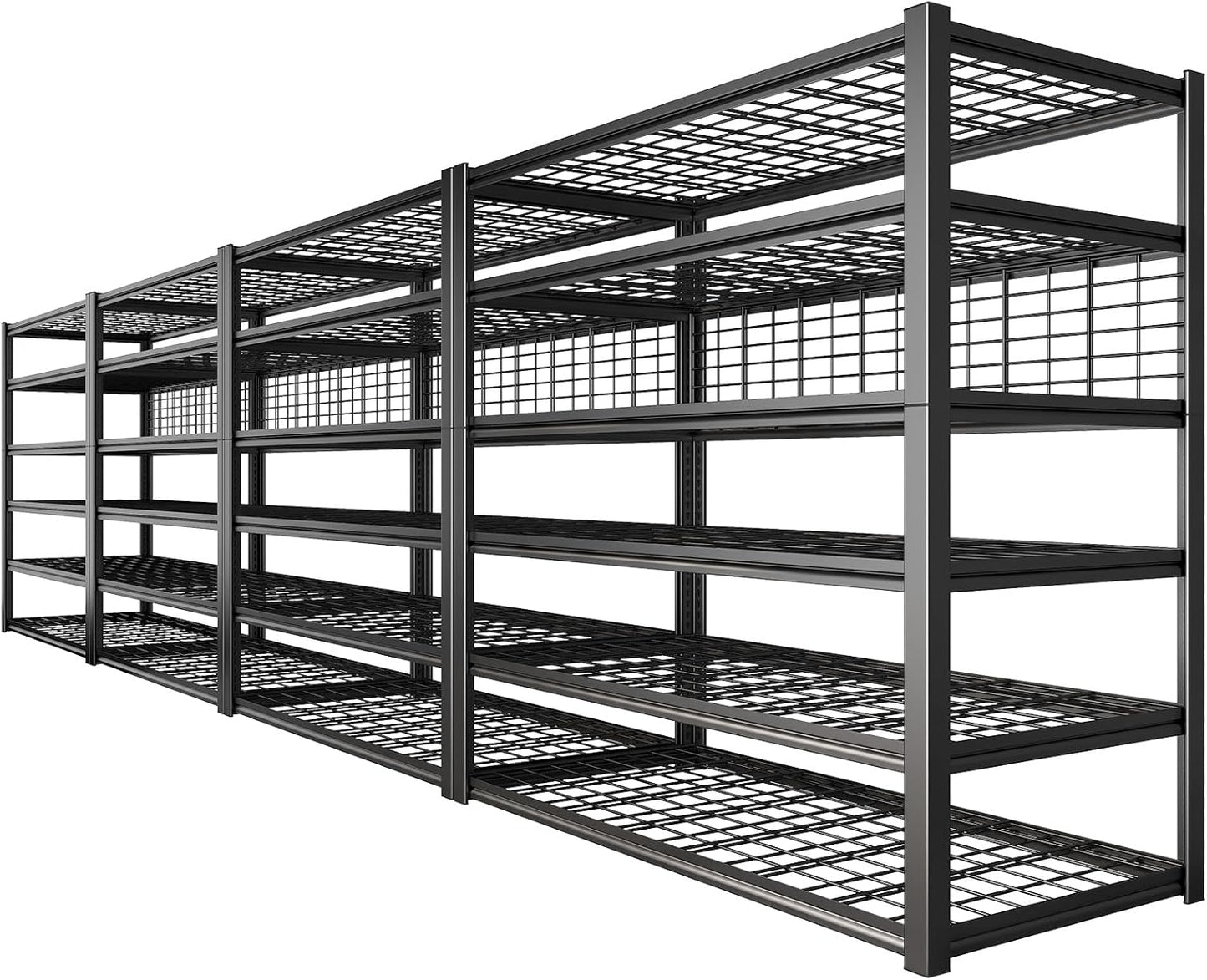 REIBII 84" H Garage Shelving, 6-Tier Storage Shelves Heavy Duty Loads 3500LBS, 48" W Adjustable Garage Shelves, Metal Shelving for Basement, Warehouse, 84" H x 48" W x 20" D, 4PC
