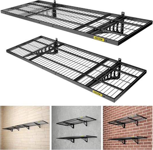 1.64x4ft 2Pack Wire Shelving Unit Heavy Duty Garage Storage Shelves Wall Mounted Black 560lbs Load Capacity（20-inch-by-48-inch）
