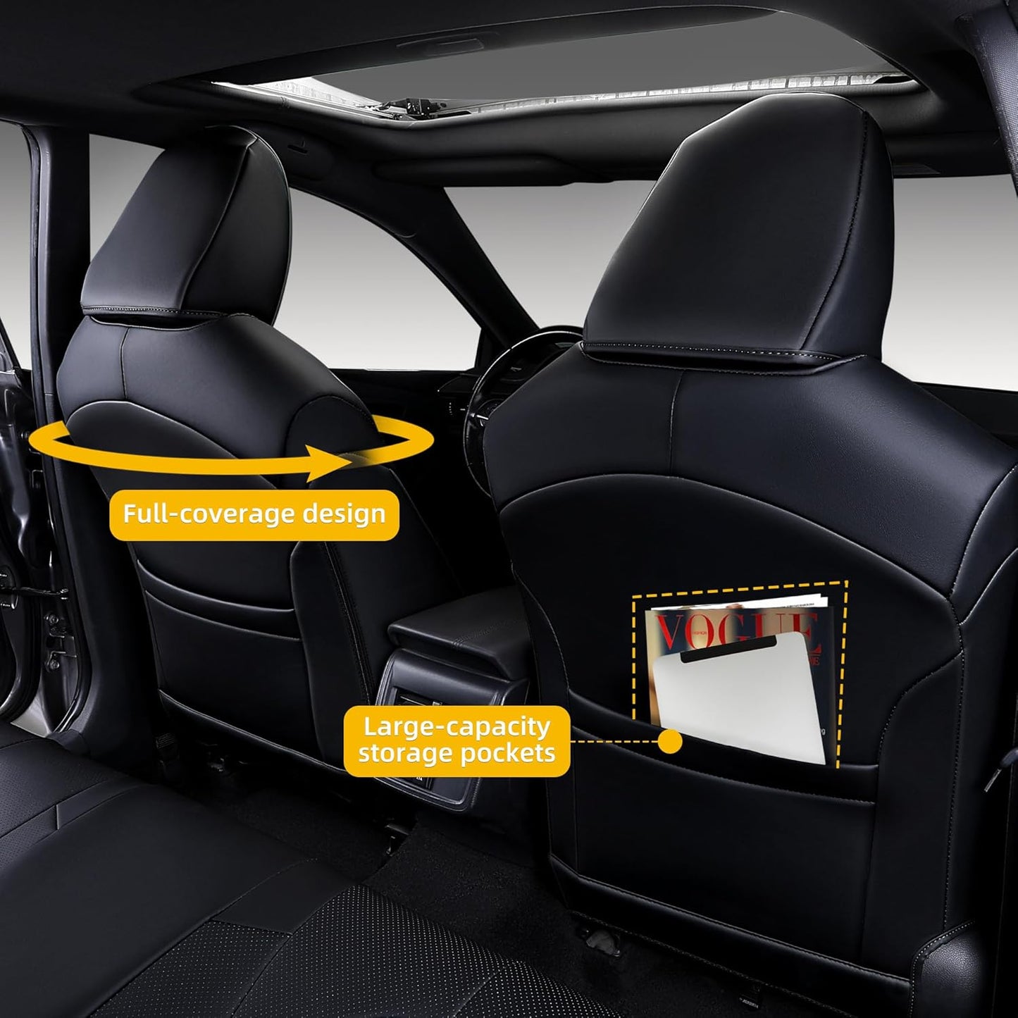 Custom Fit Camry Seat Covers for Toyota Camry LE,SE,SE Nightshade 2018-2024 Full Coverage Waterproof Breathable Leather Car Seat Covers Full Set(Black)