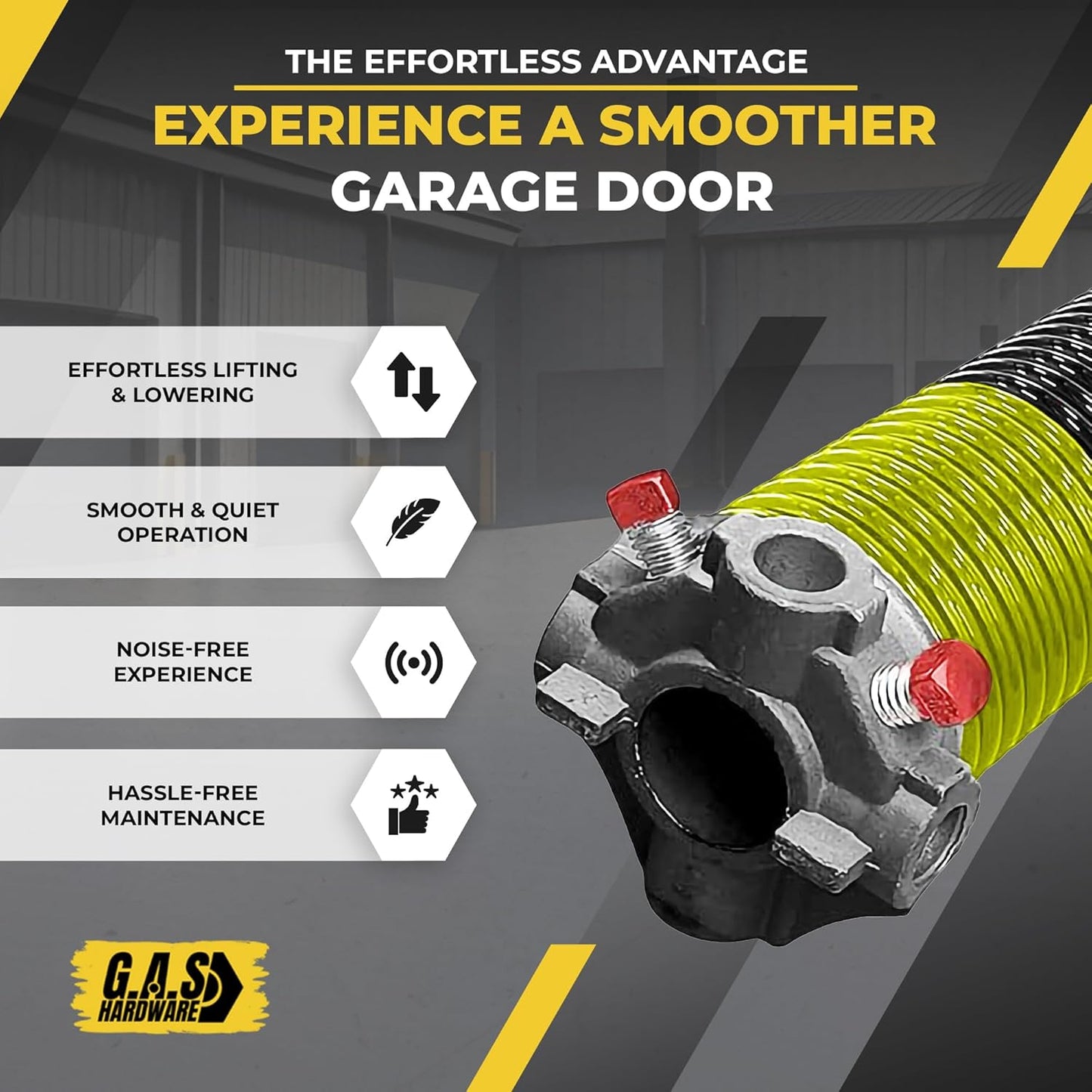 Garage Door Torsion Spring 207x2x22 Torsion Springs for Left Side of Garage Door with 1" Steel Bearing, Gloves, and Winding Bars Precision E-Coating 5-Year Warranty Minimum 30,000 Cycles (Red Cone)