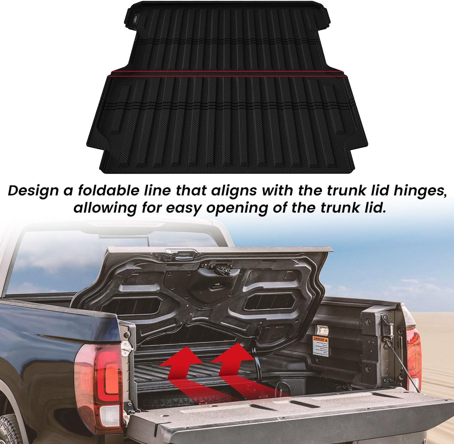 LASFIT Truck Bed Mat for Honda Ridgeline 2025 2024 2023 2022 2021 2020 2019 2018 2017 5.3FT (64.0 in) Bed Mat, TPE All Weather Custom Fit Truck Cargo Bed Liner, Black