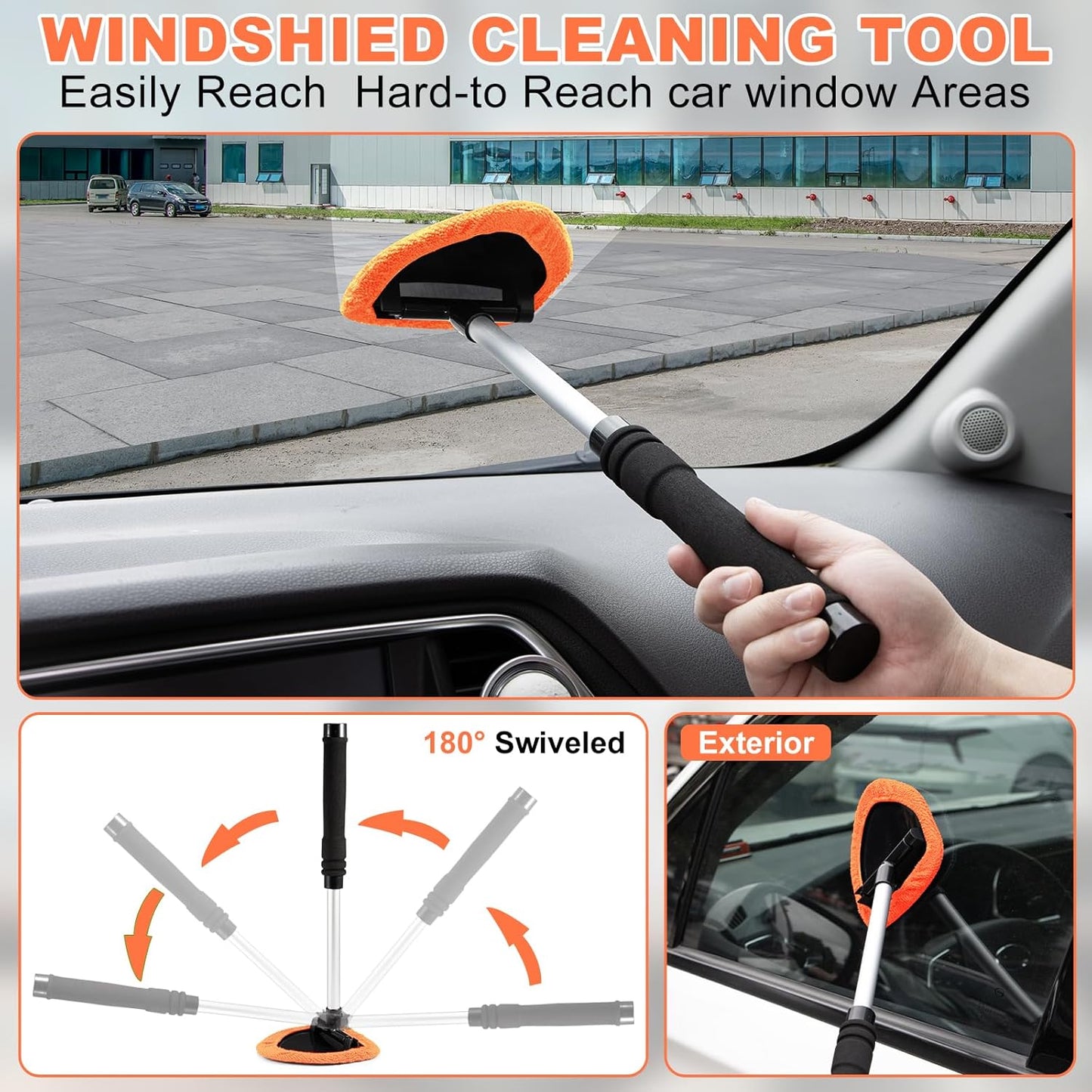 Viewsun Windshield Cleaner Tool, 15Pcs Car Interior Cleaning Kit, Detailing Kit Cleaner, Detailing Brush, Cleaning Gel, Inside Cleaning Supplies Accessories for Trucks, SUVs, RVs Window