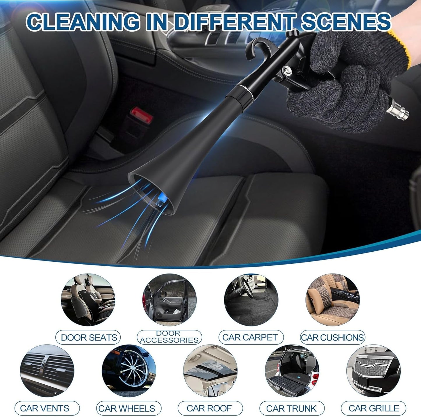 Car Cleaning Gun Detailing Interior Dryer Air Blow Gun, High Pressure Blower Gun, Car Detailing Kit Interior Cleaner, Car Detailing Tools for Car Quickly Blasts Dirt and Dust Works with Air