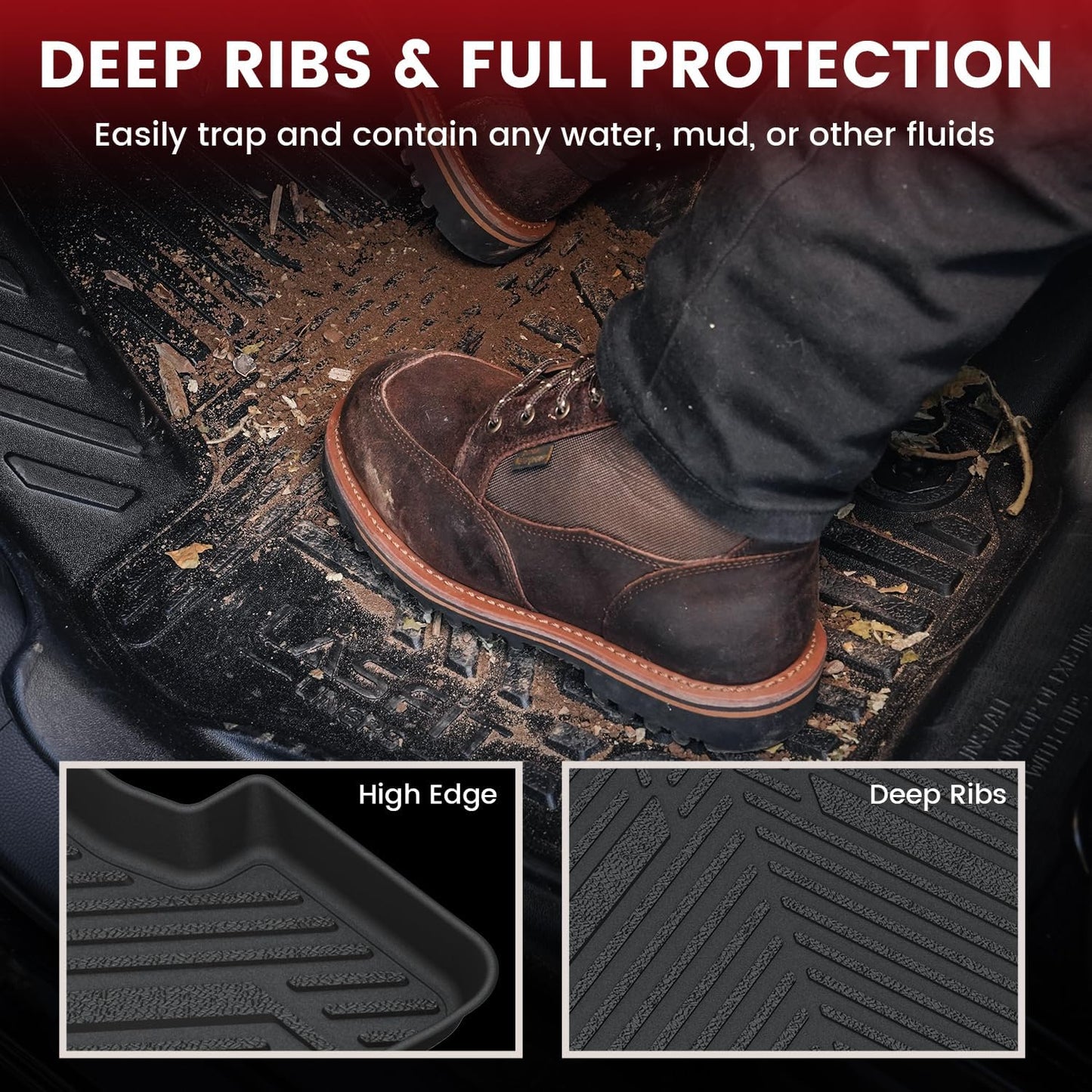 LASFIT Floor Mats & Cargo Mats for Volkswagen Jetta & Jetta GLI 2025 2024 2023 2022 2021 2020 2019, All Weather TPE Custom Fit Floor Liners for VW Jetta 1st & 2nd Row Car Mats & Trunk Mats, Black