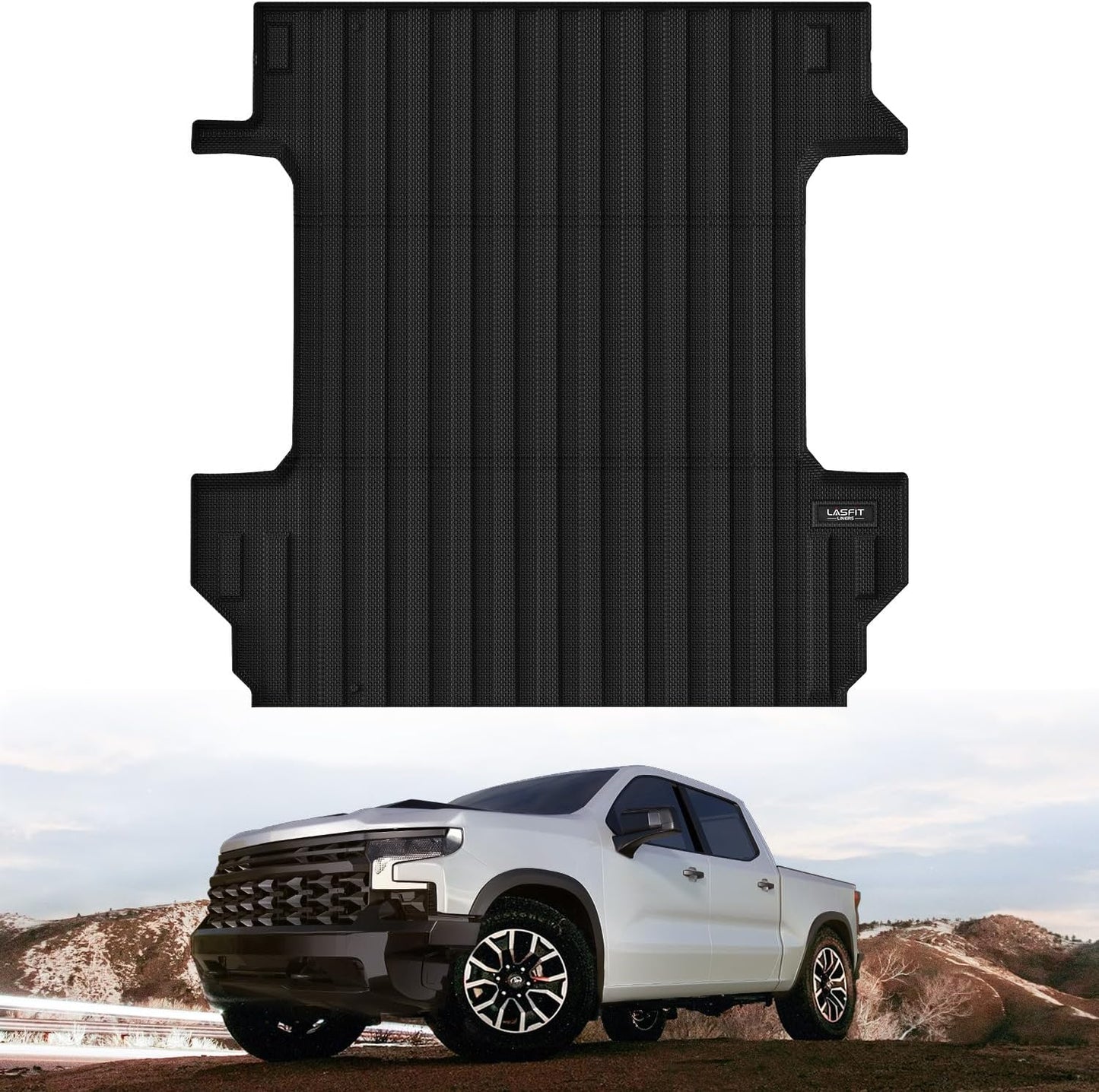 LASFIT Truck Bed Mat 2019-2025 for Chevrolet Chevy Silverado 1500 | GMC Sierra 1500 (Only Fit 5.8FT Bed), Bed Liner for Chevy Silverado GMC Sierra 1500, Not Fit Optional CarbonPro Bed