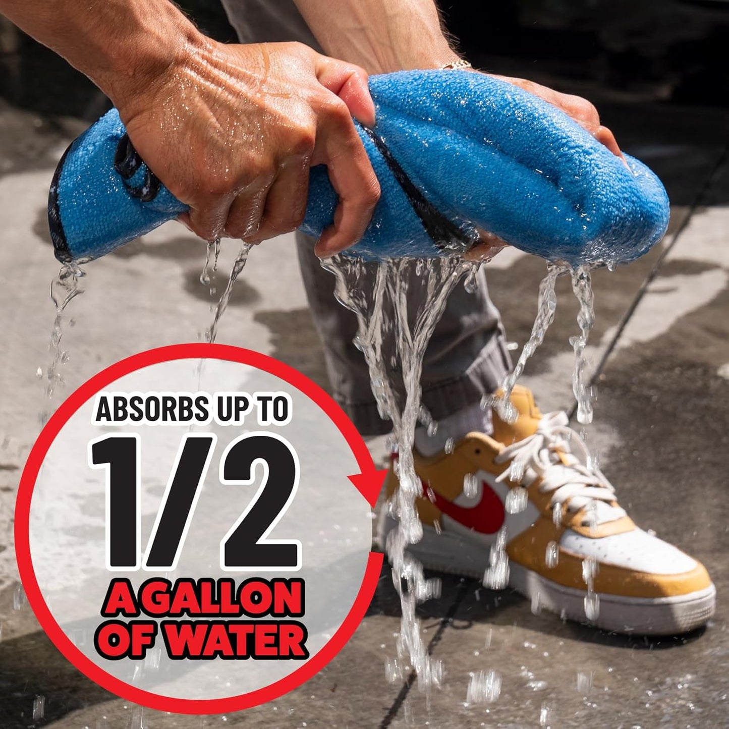 Chemical Guys Thirst Trap Microfiber Chamois Towel, Safe for Cars, Trucks, SUVs, RVs, Motorcycles, & More, 24"x28" (Blue) 2 Pack