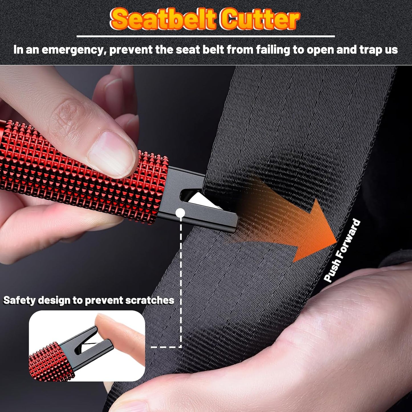 Safehammer - Safe Hammer Glass Breaker Under Water, Upgraded Antiskid, Car Hammer Seatbelt Cutter Window Breaker Emergency Escape Tool, Safe hammer Glass Breaker for New Cars (2PCS Red & Black)