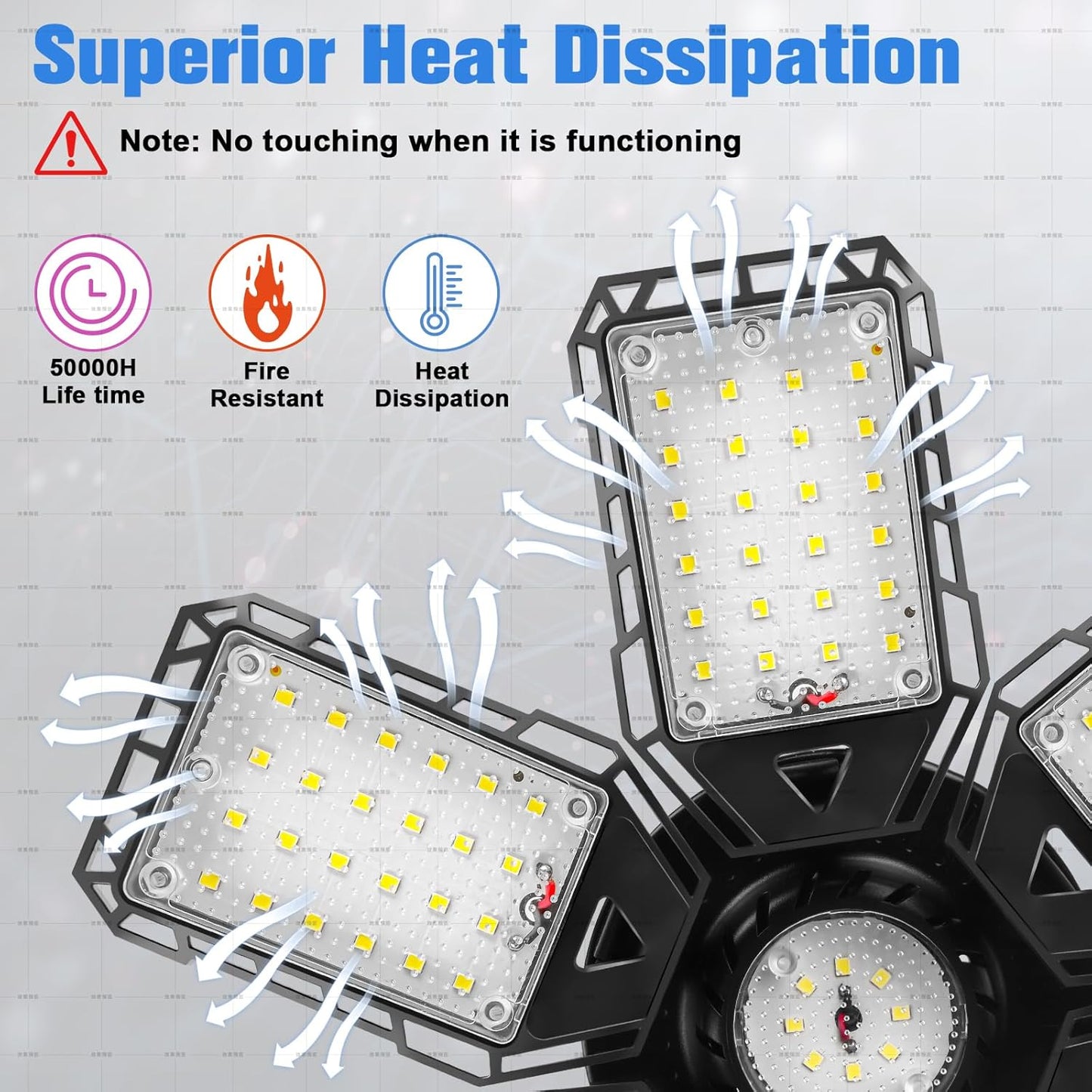 LED Garage Lights 1 Pack -180W, 18000LM 6500K Led Shop Light with 6+1 Deformable Panels, Basement Barn Light Garages Ceiling Lights, E26/E27 for Garage, Warehouse, Shop