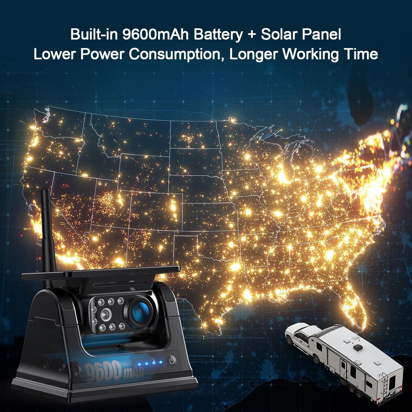 Fookoo 2 Magnetic Solar Wireless Backup Camera 7" IPS Touchscreen Monitor 1 Min DIY Install Portable Scratch-Proof No Drilling HD 1080P DVR Rechargeable Night Vision for Car RV Truck Camper - DCM702