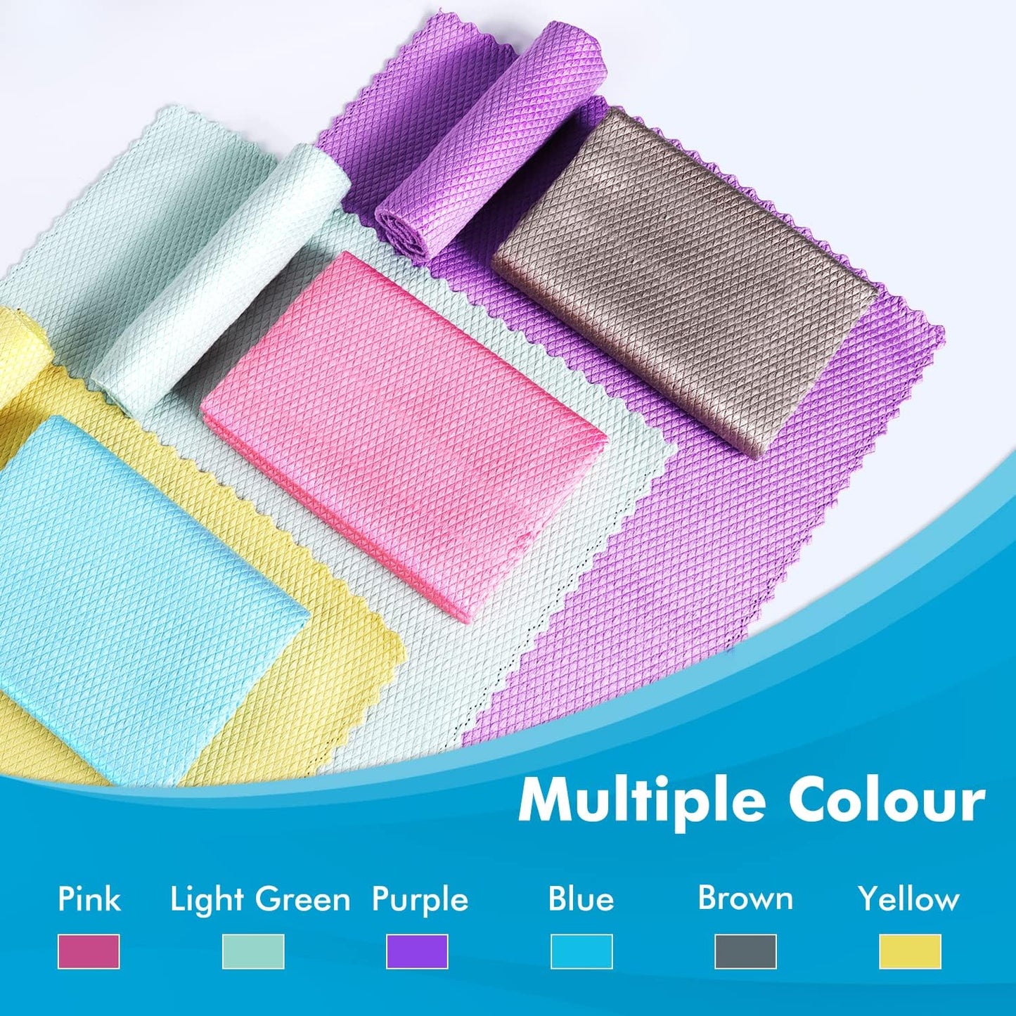 Streak Free Window Cleaning Cloth Miracle Microfiber Cloths for Glass,Kitchen,Counter,Mirror Lint Free Dish Drying Cloths Glass Polishing Rag,All-Purpose,Reusable,Fish Scale Nanoscale towel Pack of 12