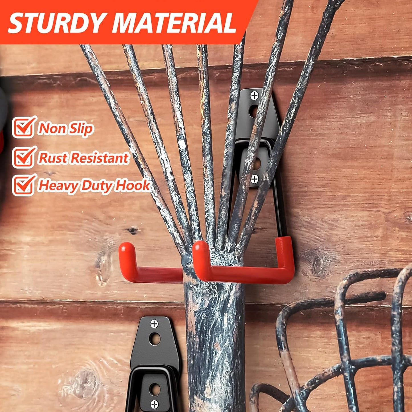 4 Pack 5.2x5.1 inch U Heavy Duty Garage Hooks,Solid Steel Wall Mount Hangers,with Anti-Slip Coating,for Hanging and Organising Ladder,Bike,Ropes,Broom,Garden,Yard and Power Tools