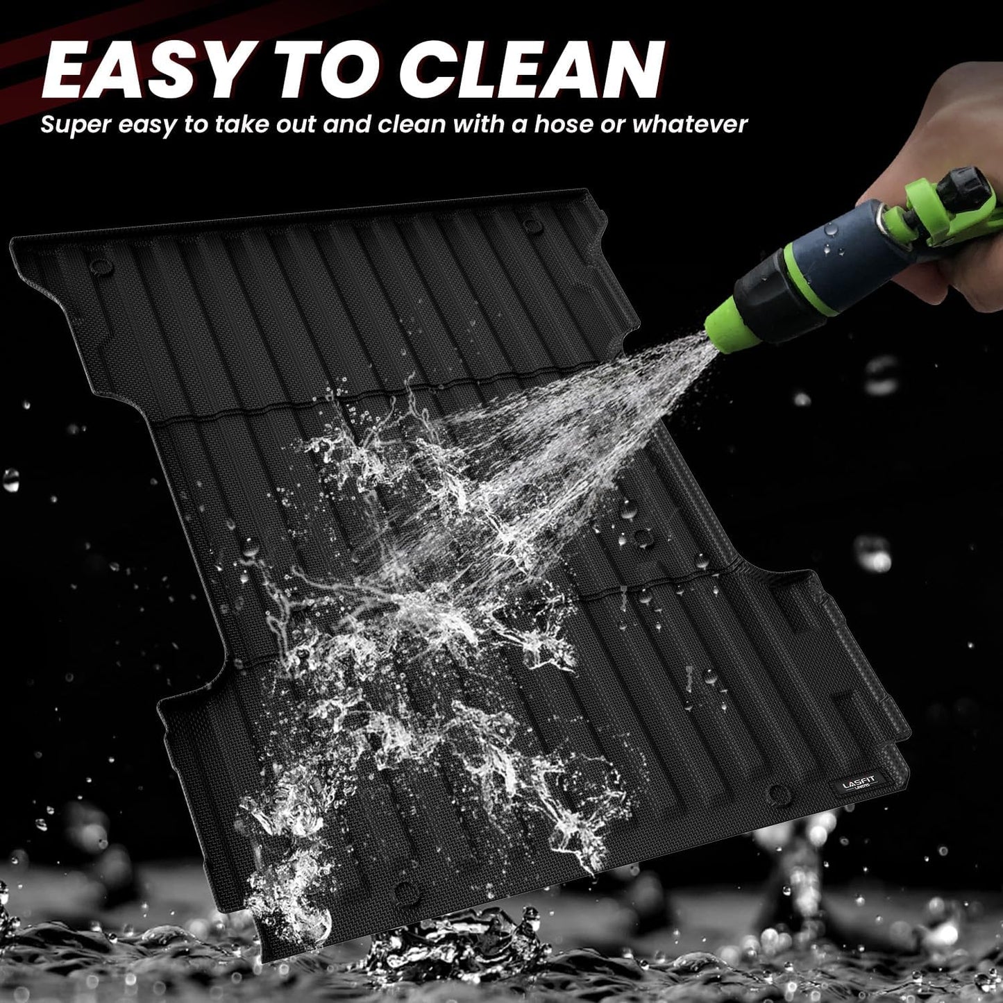 LASFIT Bed Mat for Ford F-150 (6.5ft, 78.9in) 2015-2025(Not for Pro Access Tailgate or Bed w/Side Storage), Custom Fit All Weather Protector Durable TPE Truck Bed Liner Easy Clean- Black